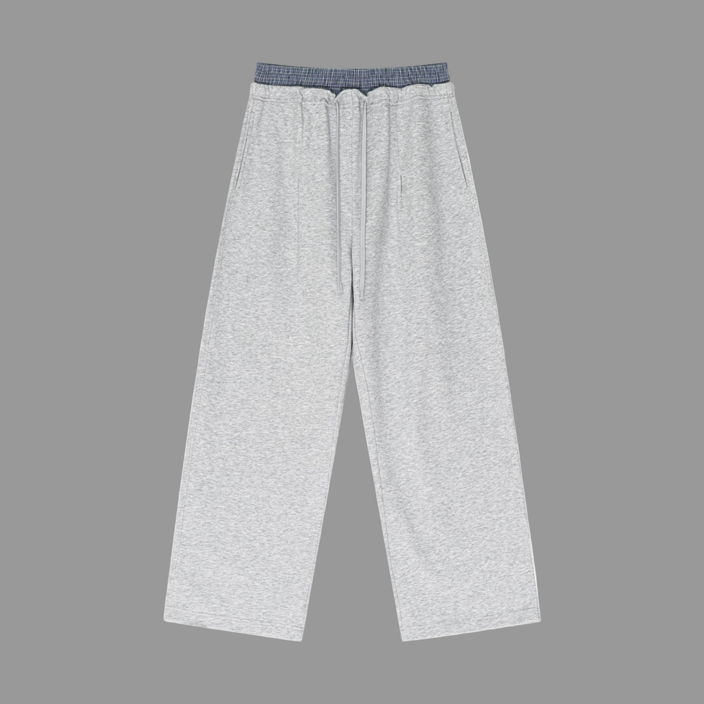 Pantalon à carreaux à taille contrastée