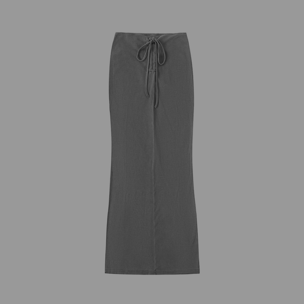 Jupe maxi délavée et teinte à cordon