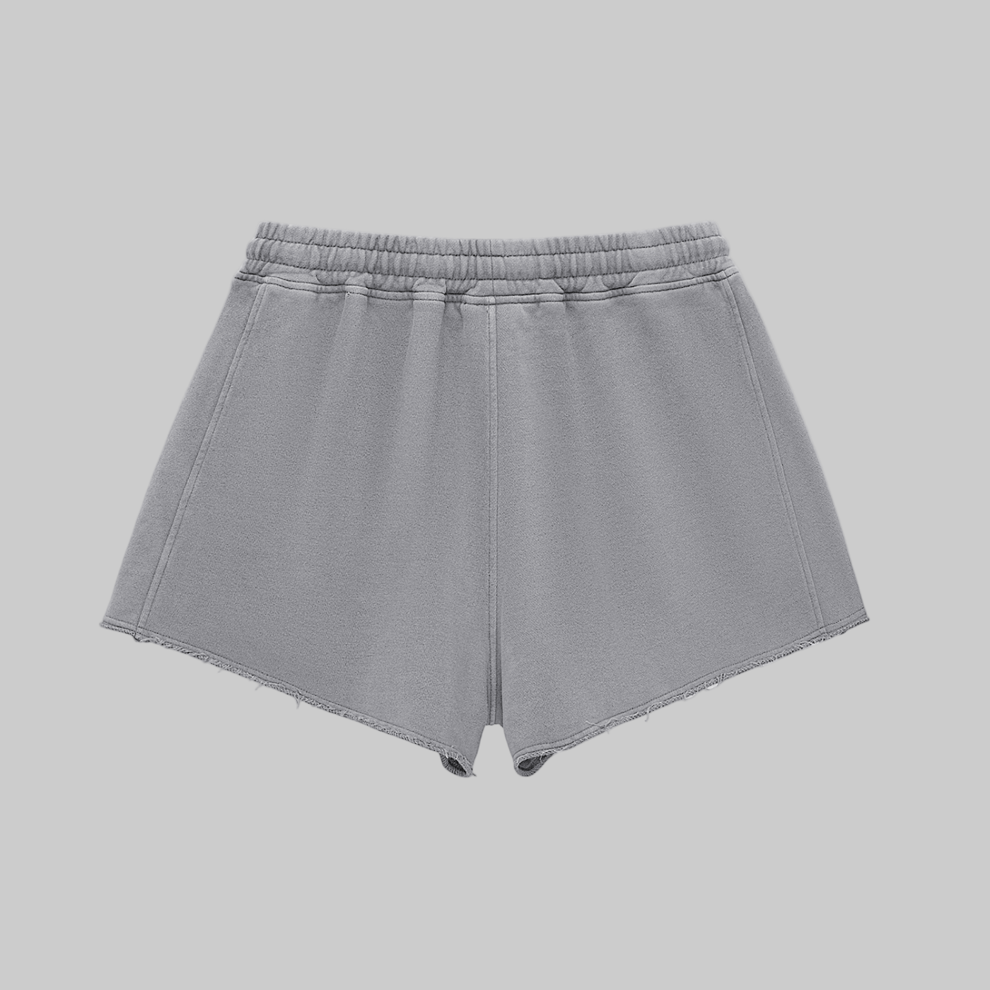 Snow Washed Raw Edge Drawstring Shorts