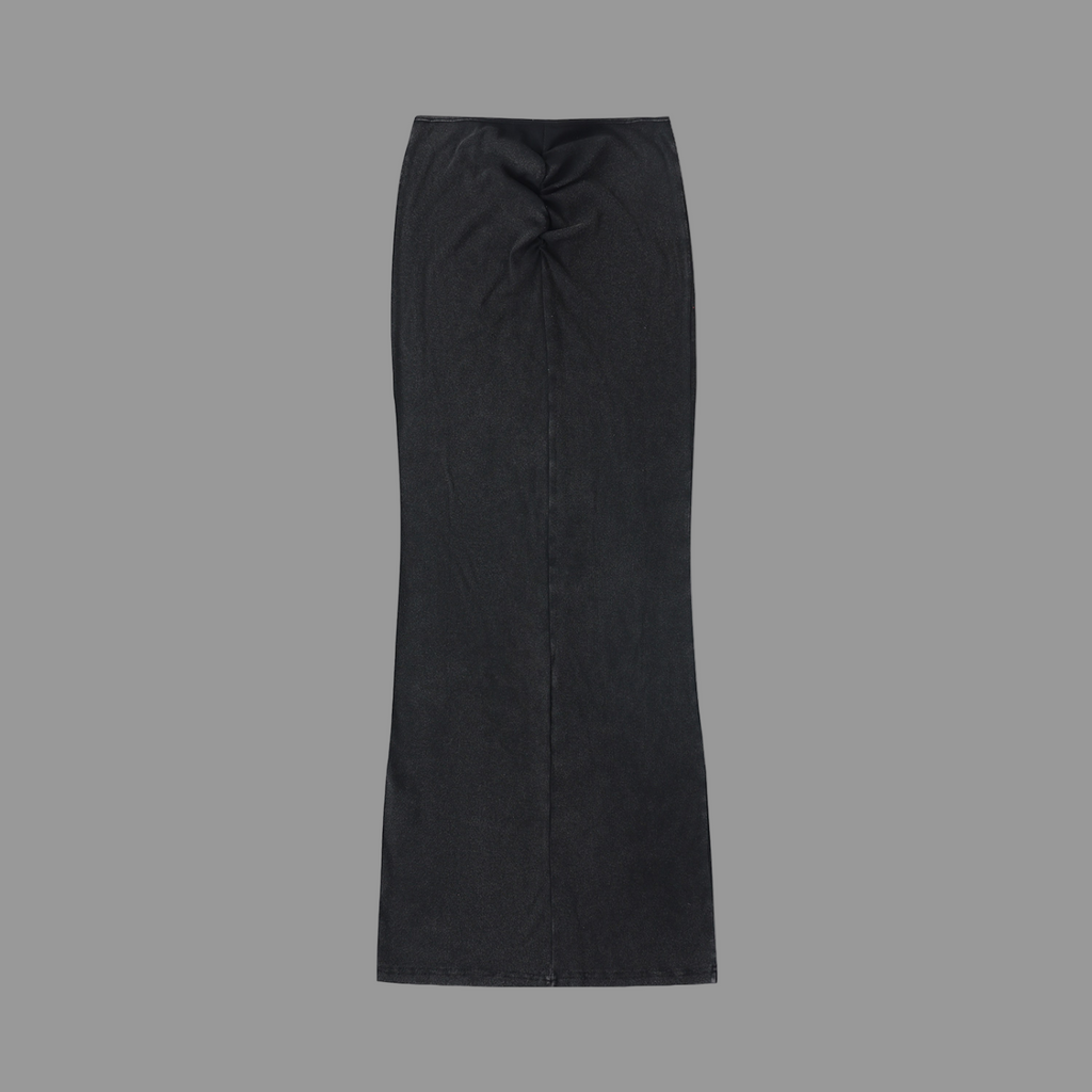 Jupe maxi délavée et teinte à cordon