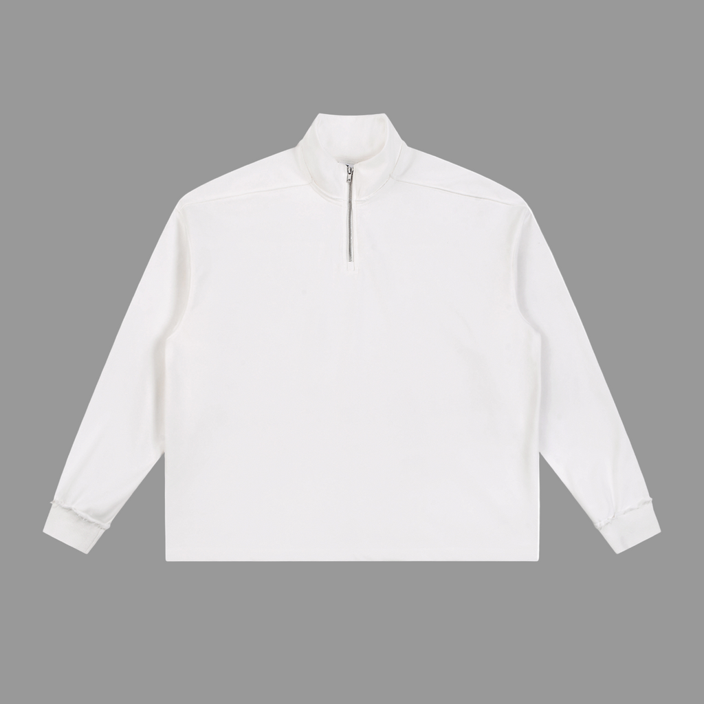 Sweat-shirt polaire à demi-zip bords roulés