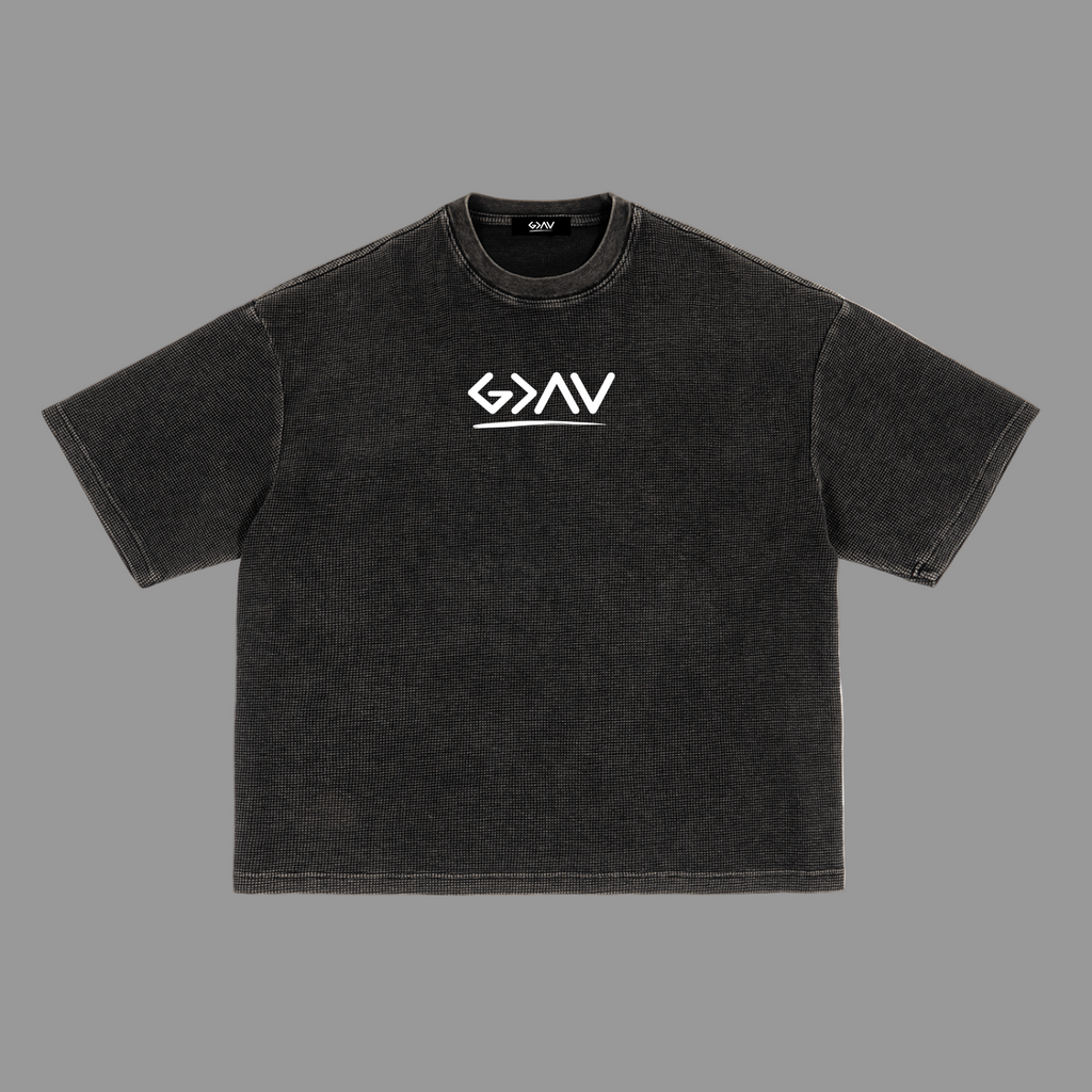 T-shirt texturé gaufré délavé à la coupe carrée