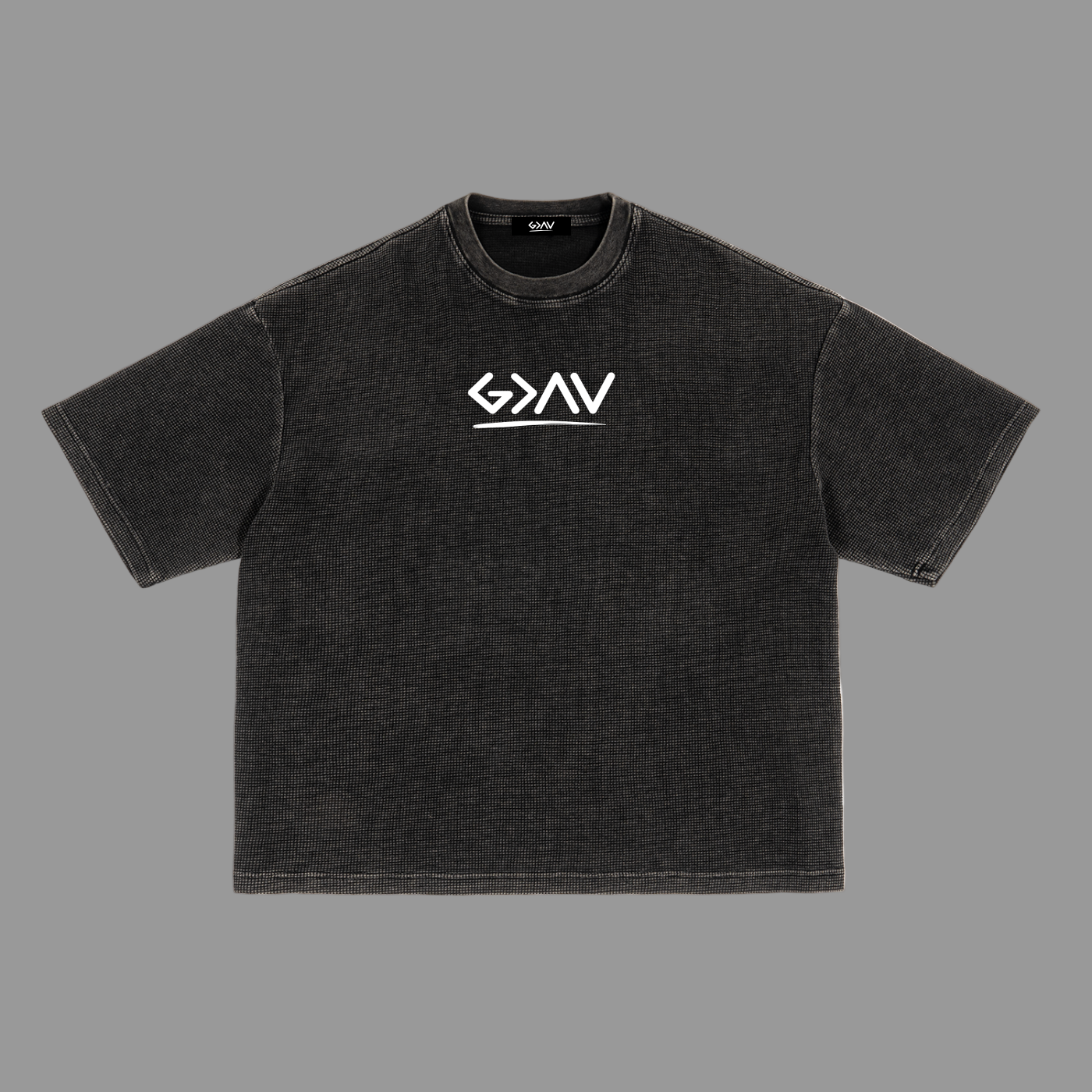 T-shirt texturé gaufré délavé à la coupe carrée