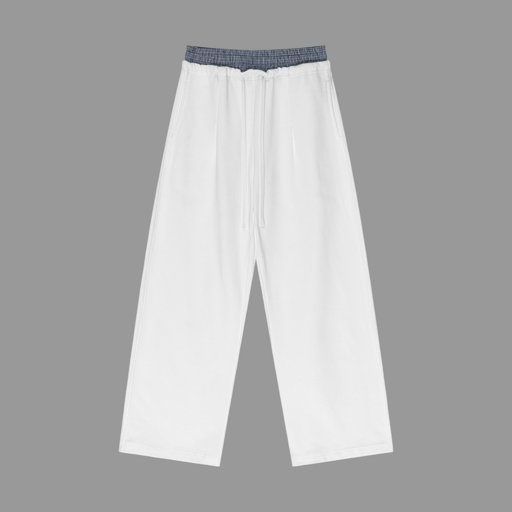 Pantalon à carreaux à taille contrastée