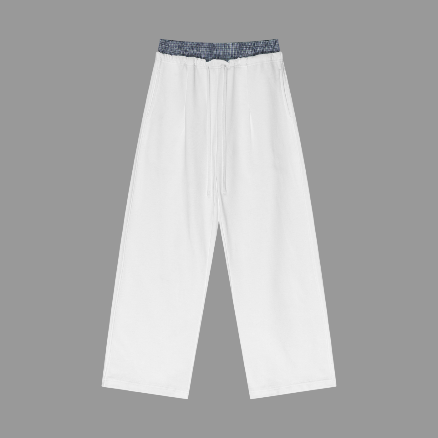 Pantalon à carreaux à taille contrastée