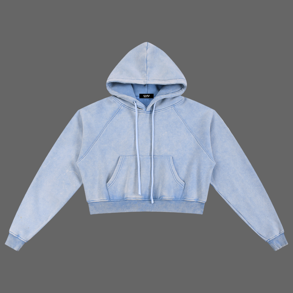 Hoodie court délavé à la neige