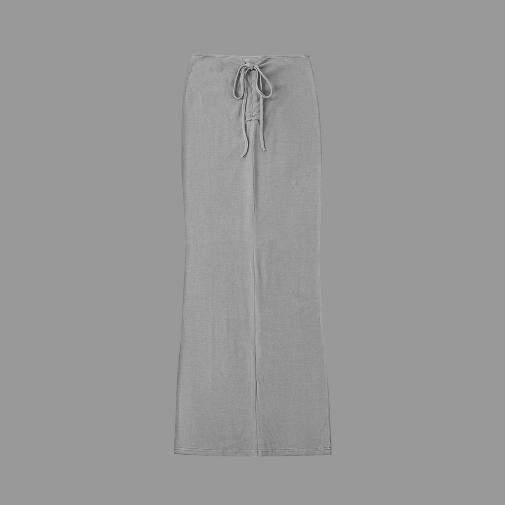 Jupe maxi délavée et teinte à cordon