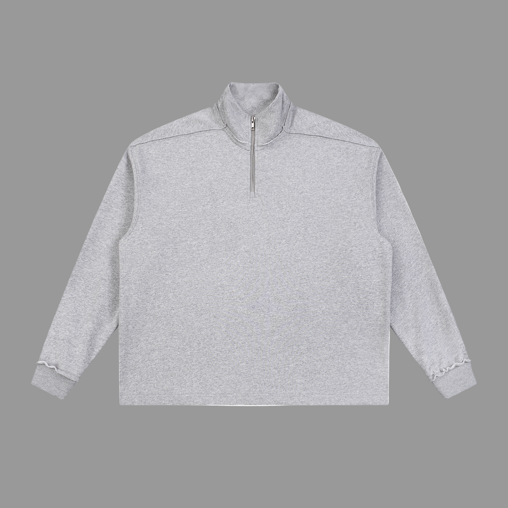 Sweat-shirt polaire à demi-zip bords roulés