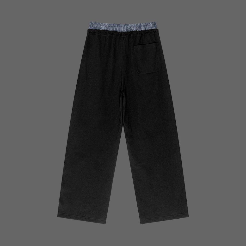 Pantalon à carreaux à taille contrastée