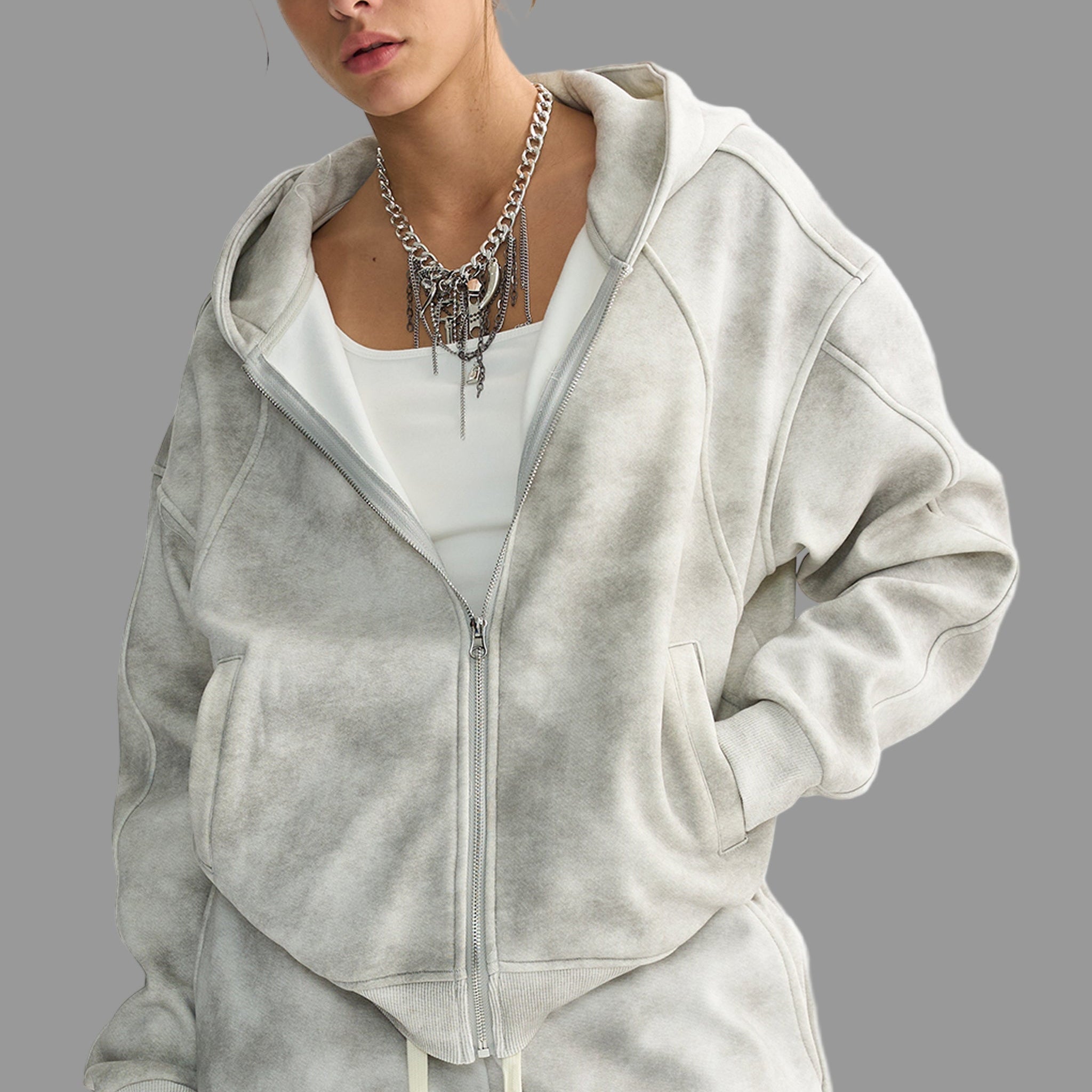 Hoodie en polaire délavée et sale