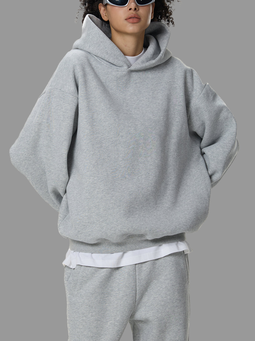 Hoodie carré en polaire