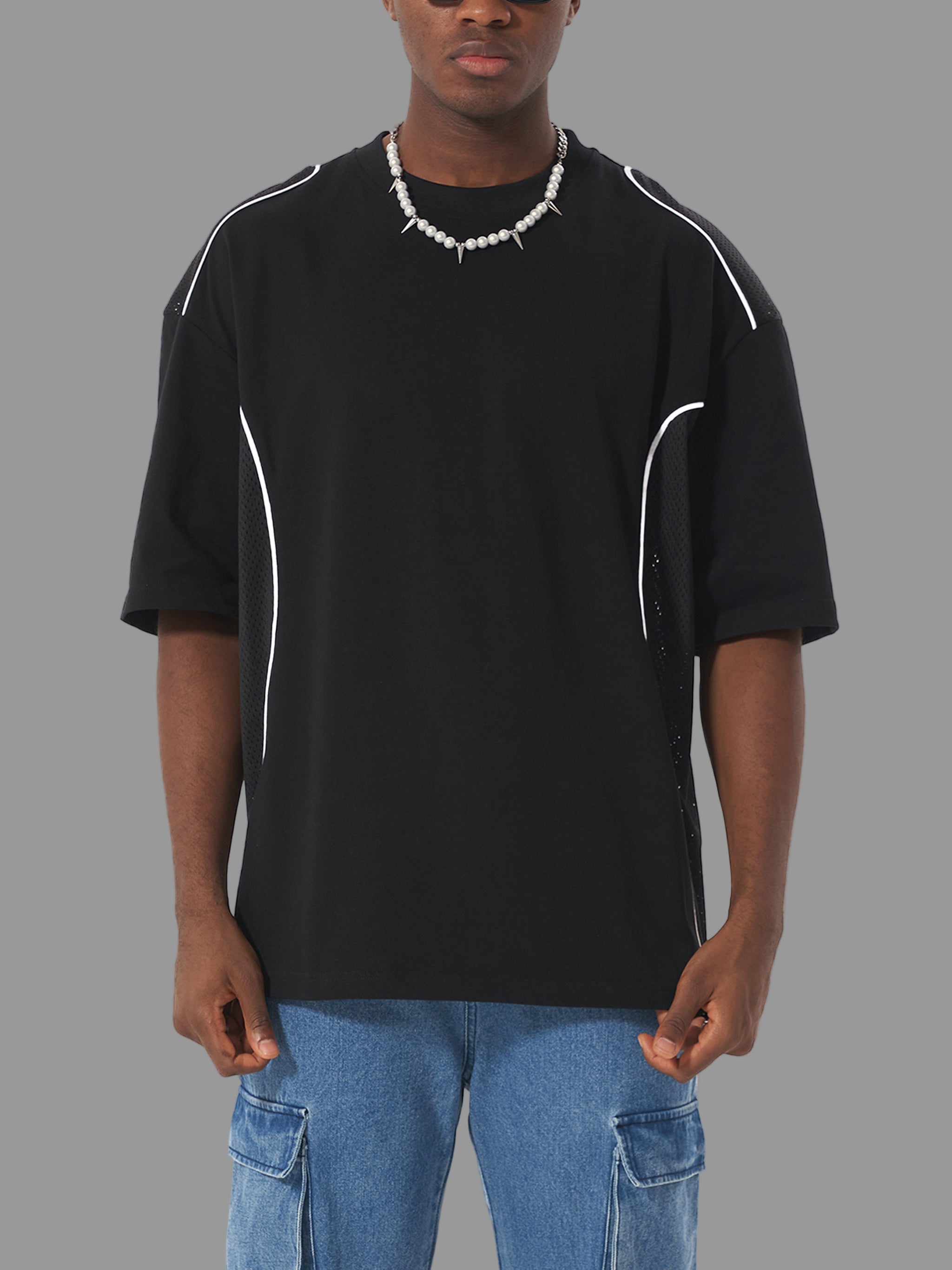 Contrast Piped Panel T-Shirt