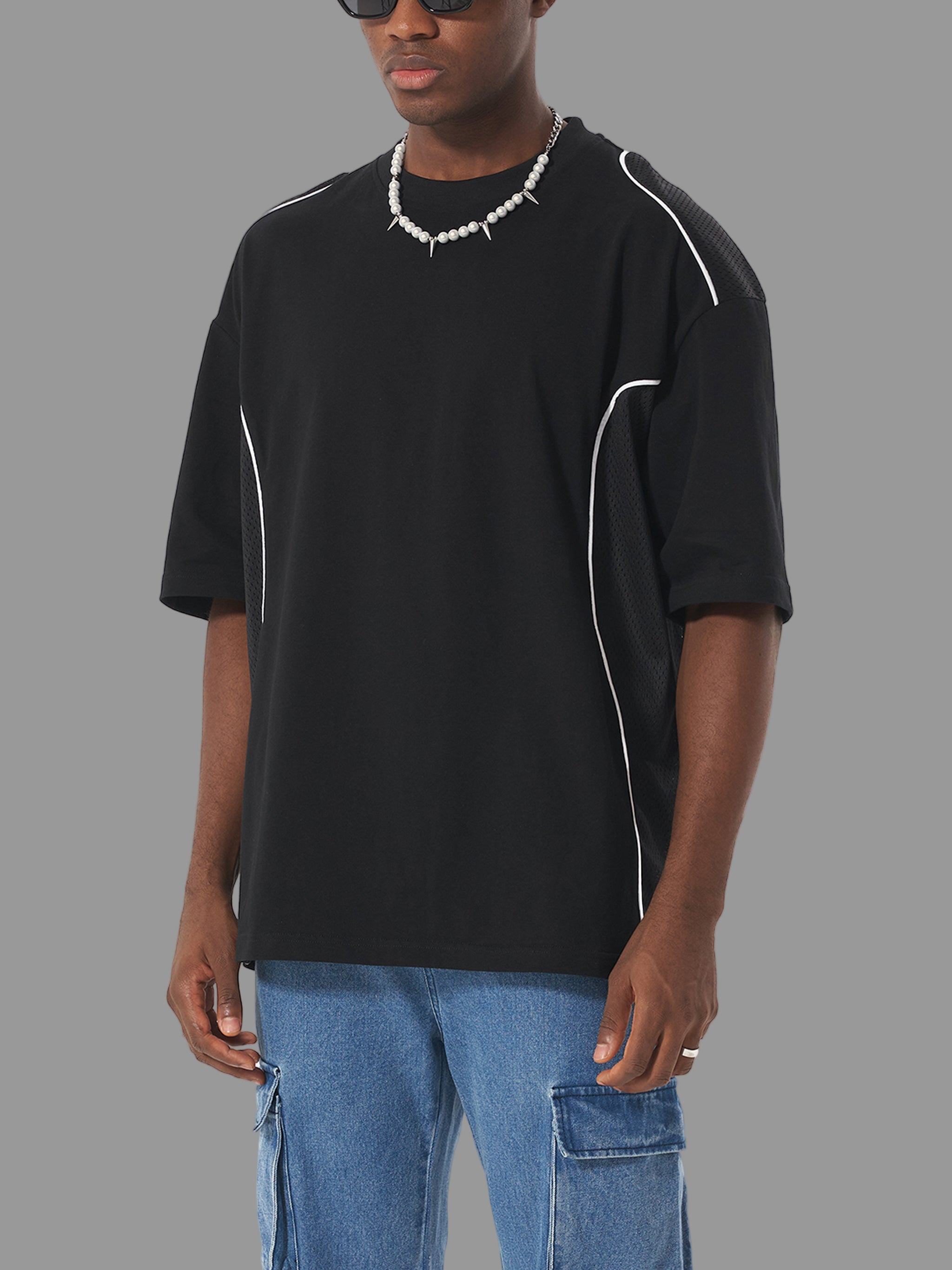 Contrast Piped Panel T-Shirt