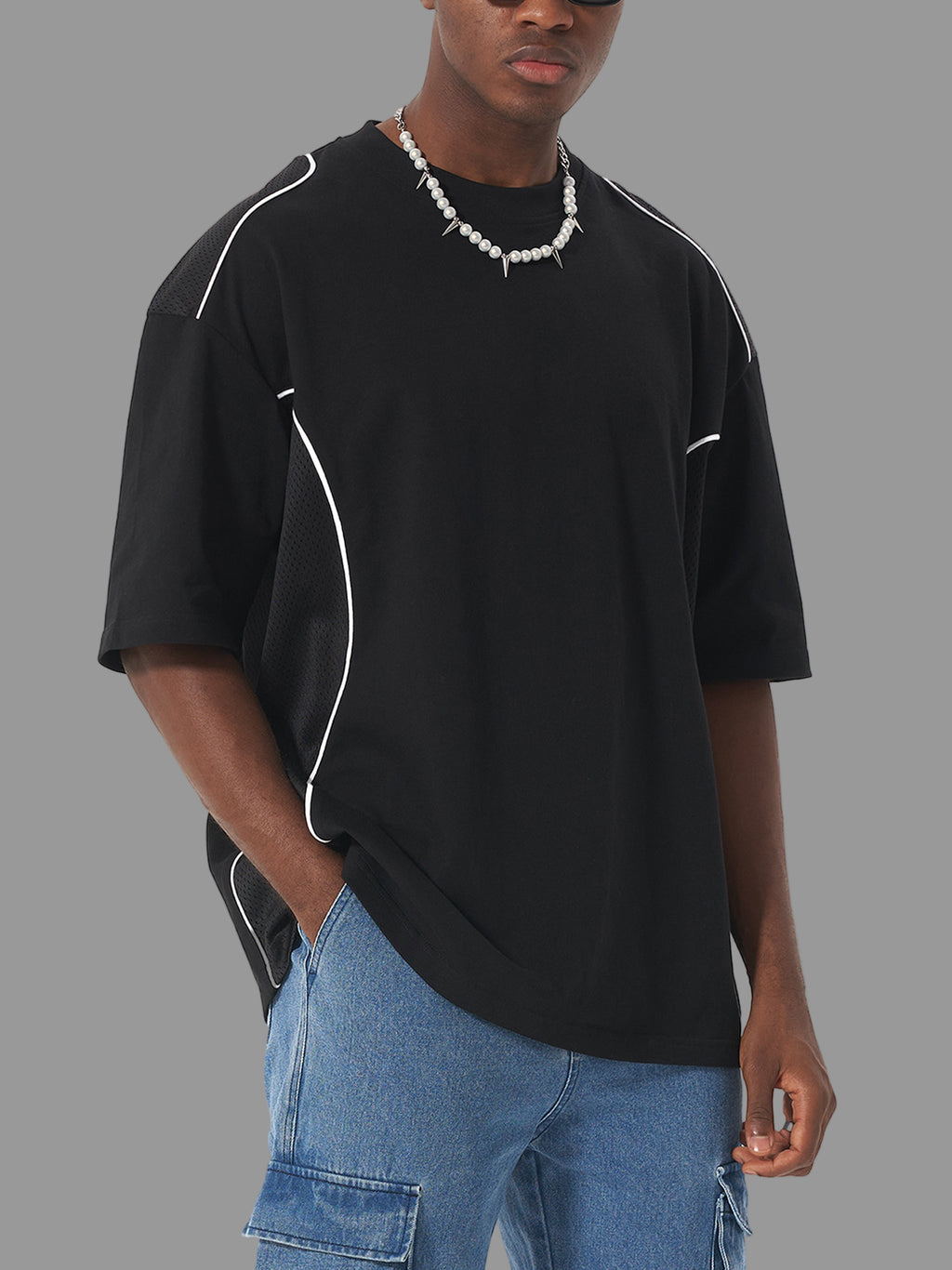 Contrast Piped Panel T-Shirt