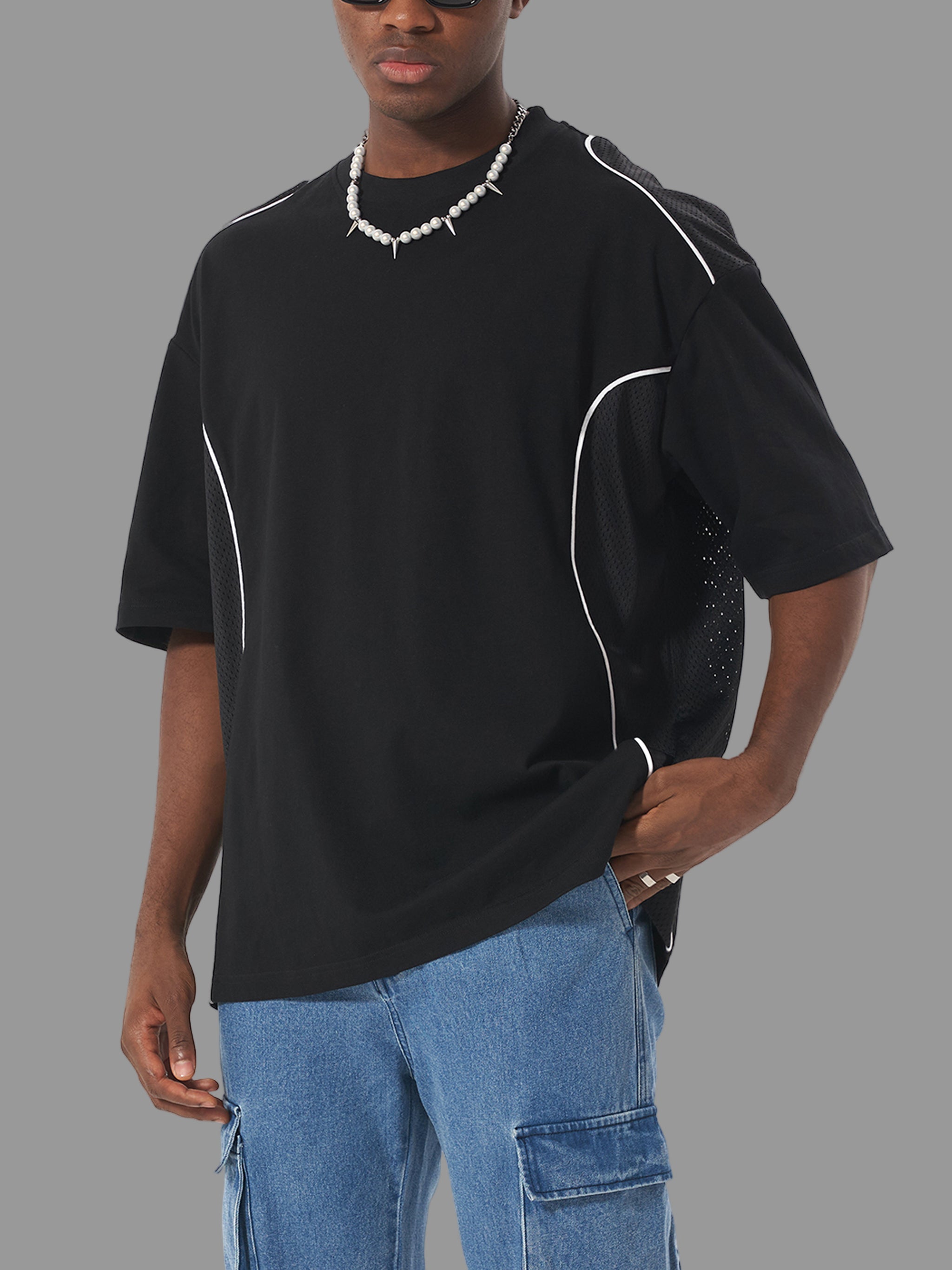 Contrast Piped Panel T-Shirt