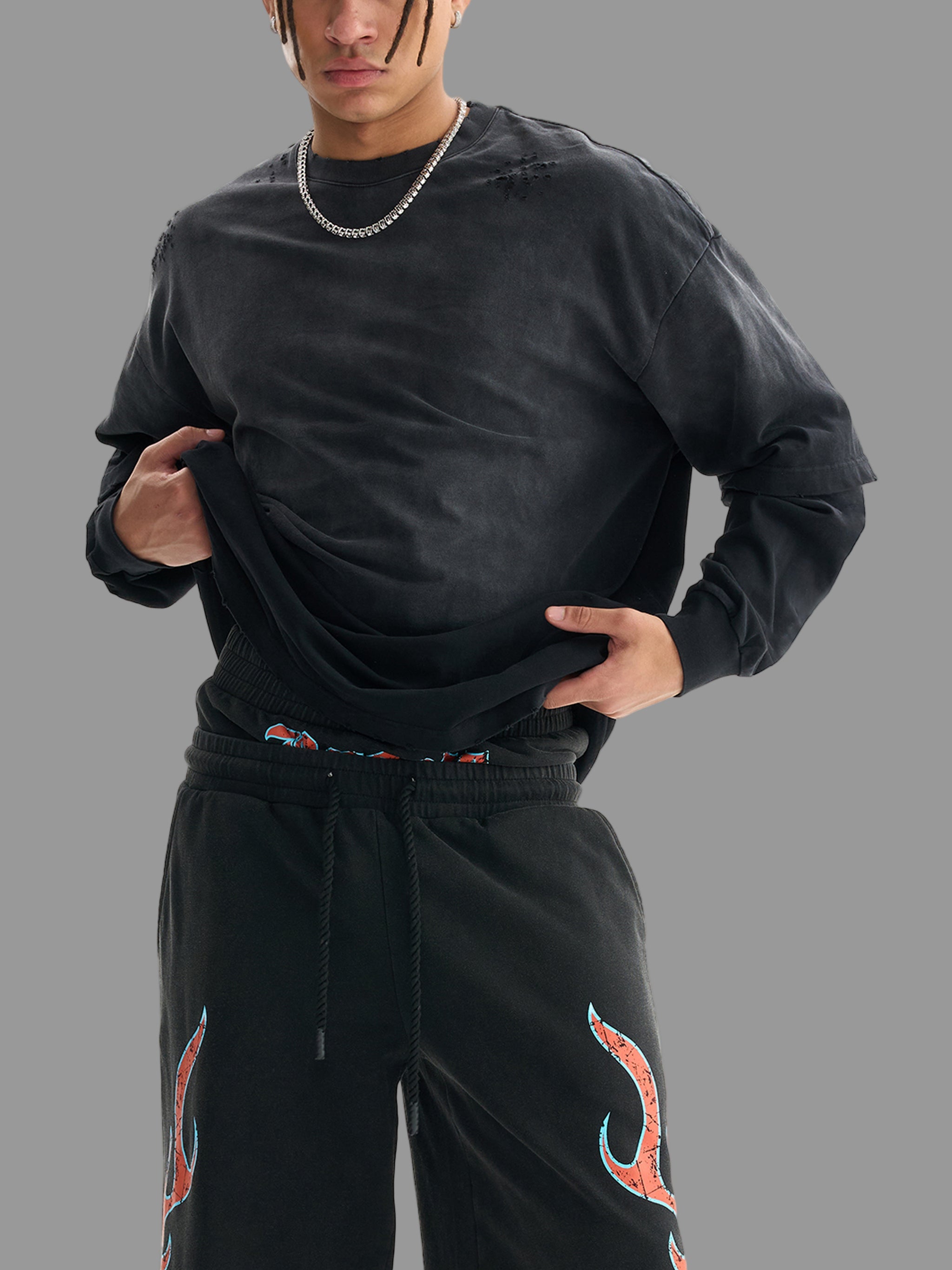 Sunfade Hand-Frayed Faux Two-Piece T-Shirt