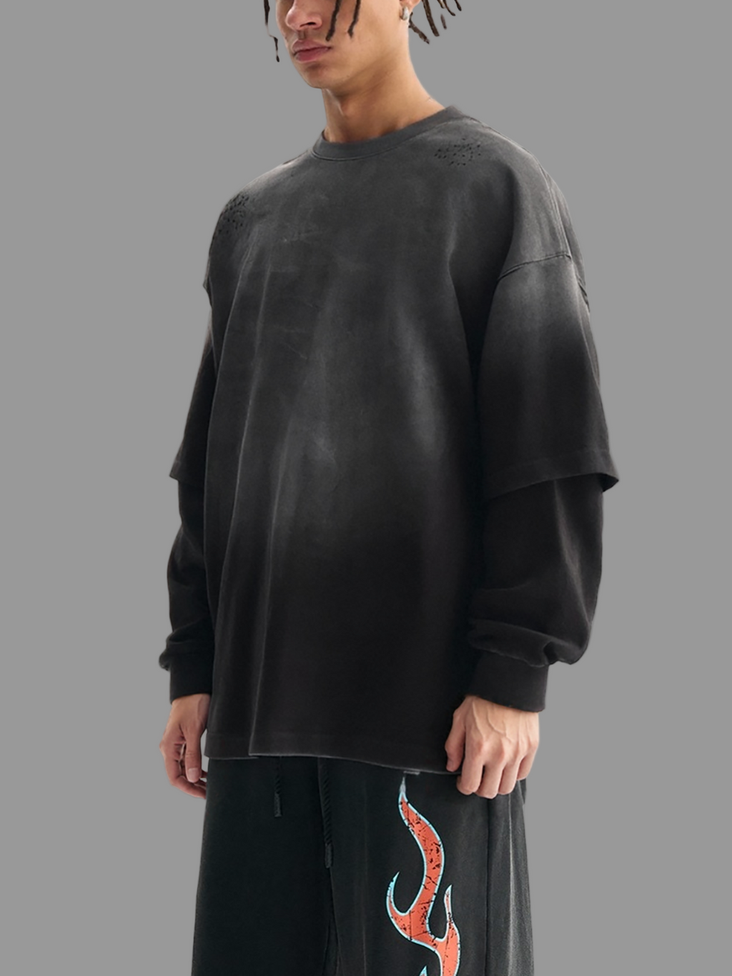 Sunfade Hand-Frayed Faux Two-Piece T-Shirt