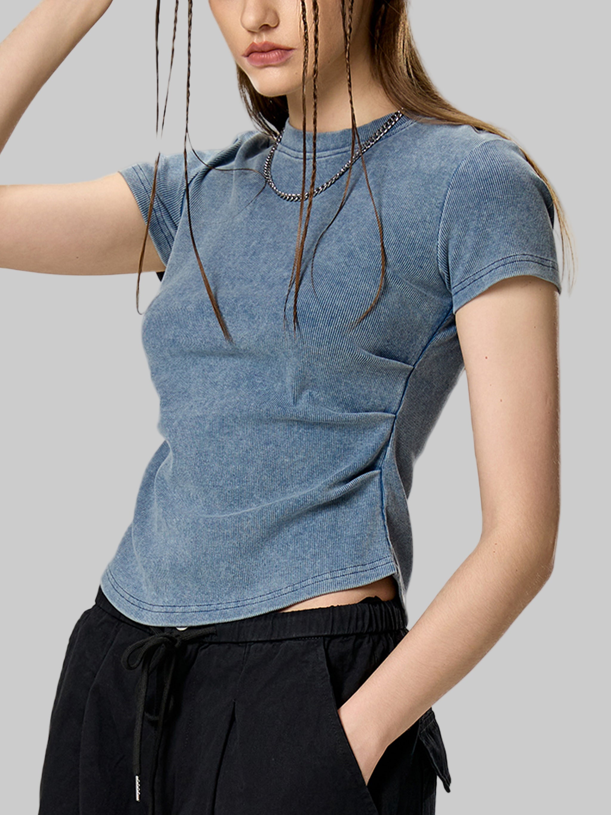 T-shirt moulant vintage en coton