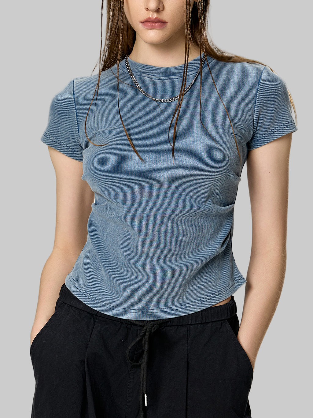 T-shirt moulant vintage en coton