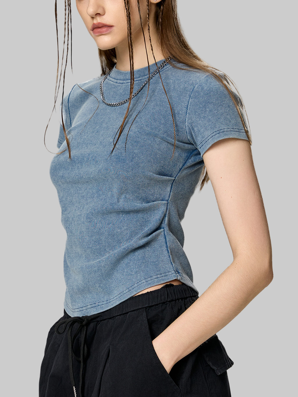 T-shirt moulant vintage en coton