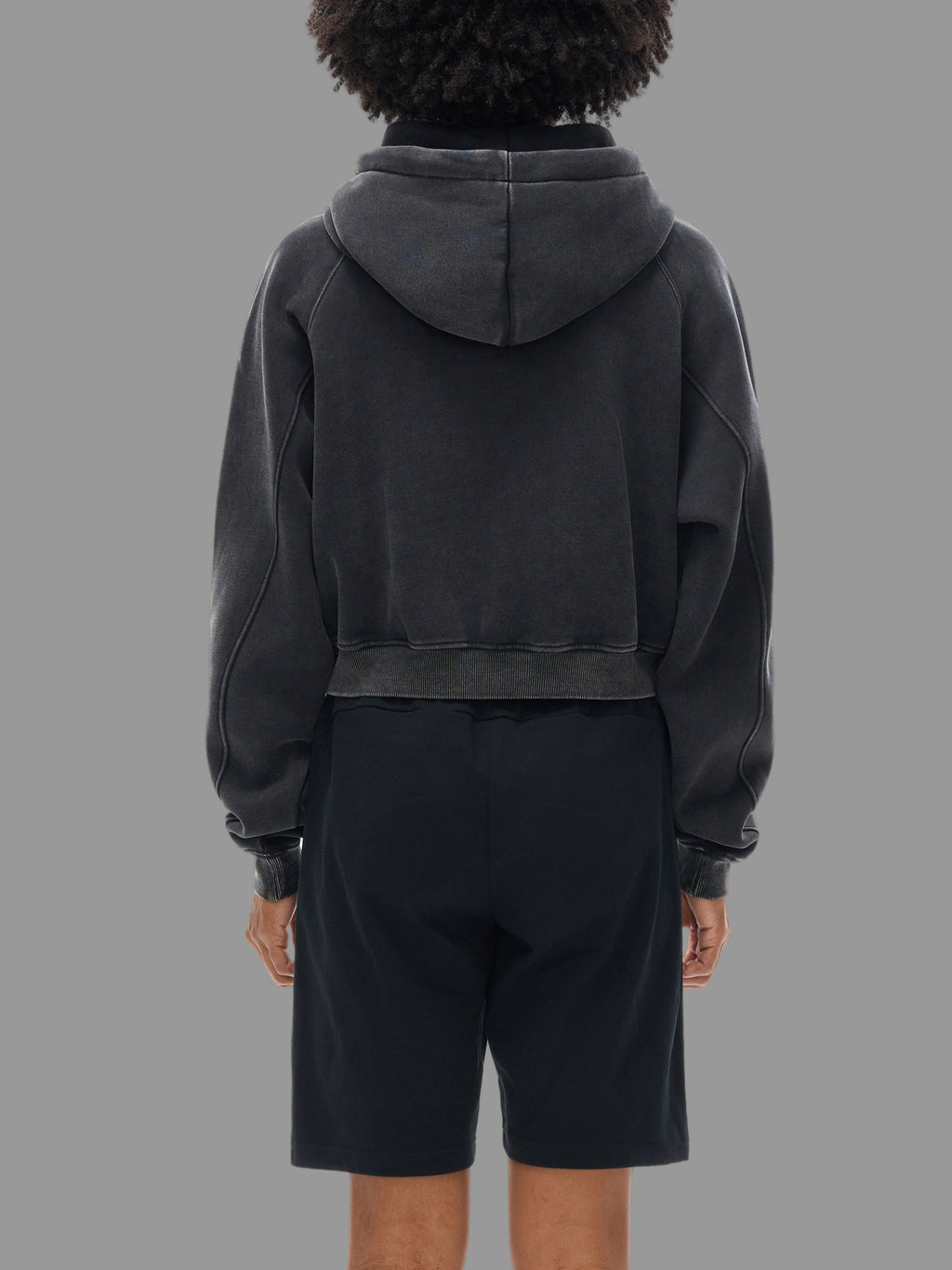 Hoodie court délavé à la neige