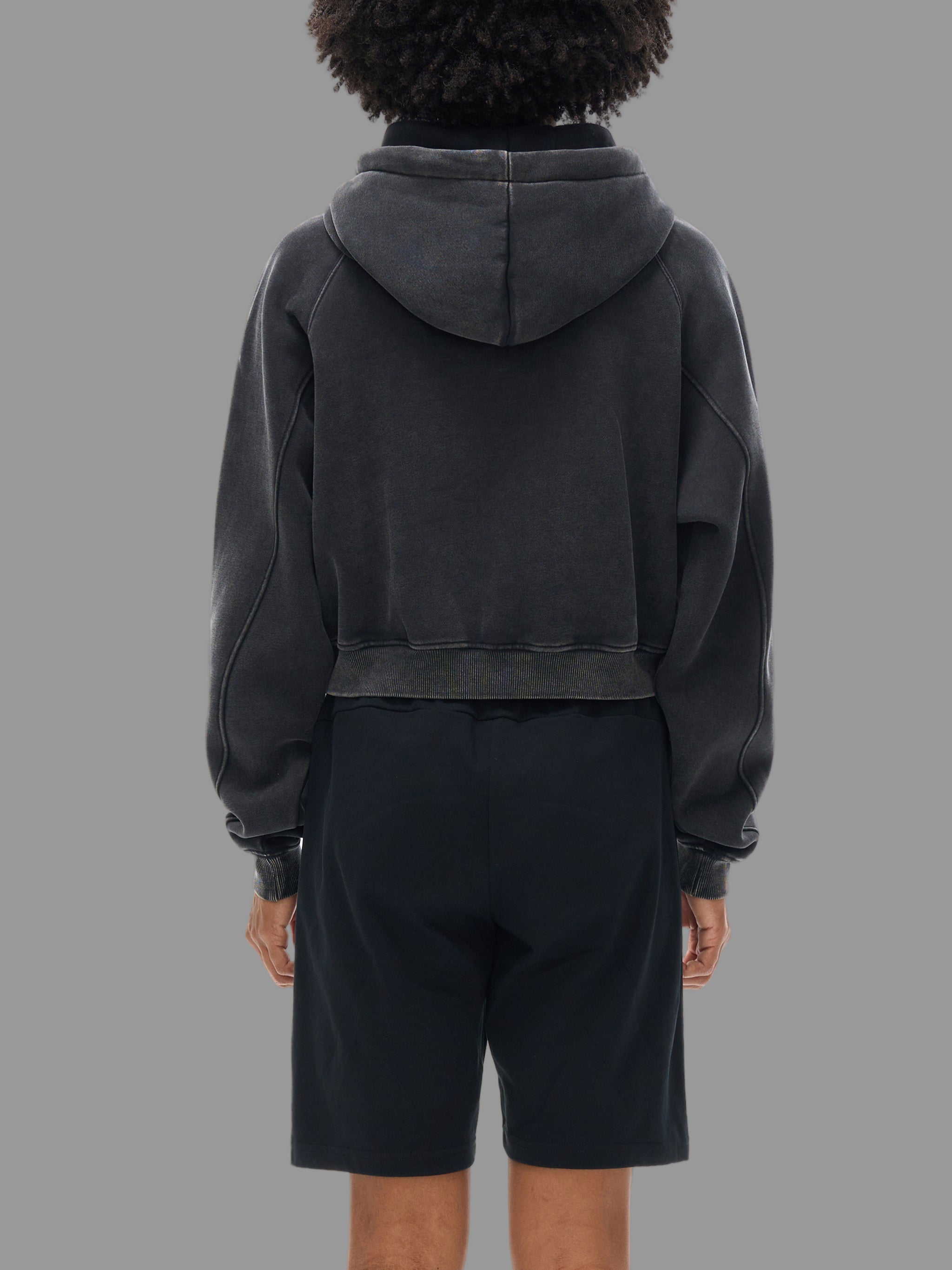 Hoodie court délavé à la neige