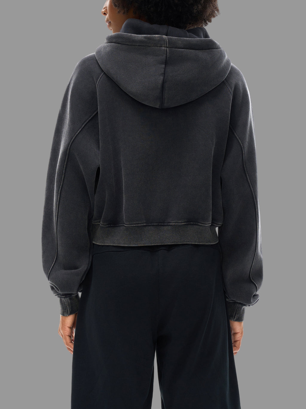 Hoodie court délavé à la neige