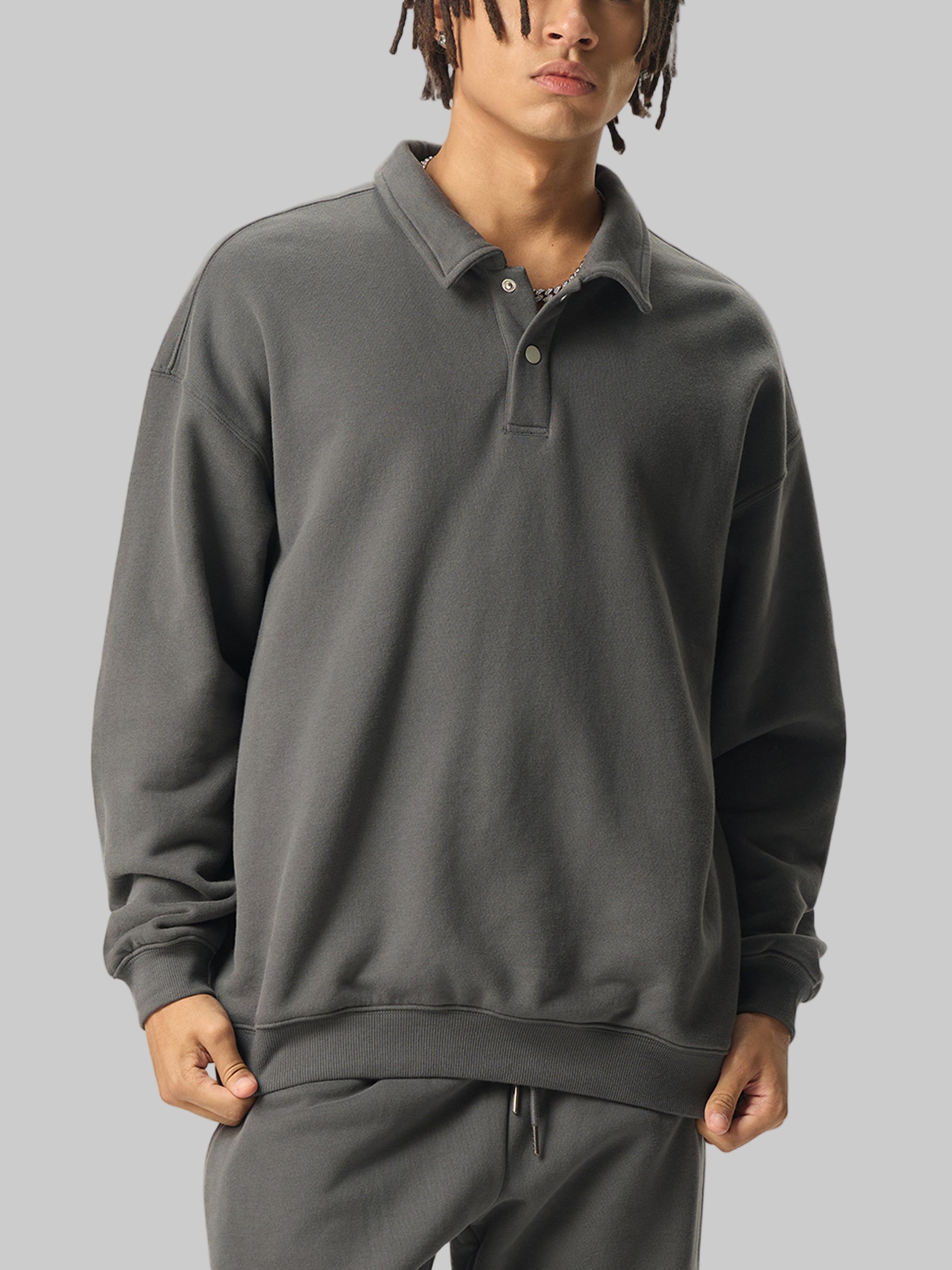 Sweat-shirt à col polo épais