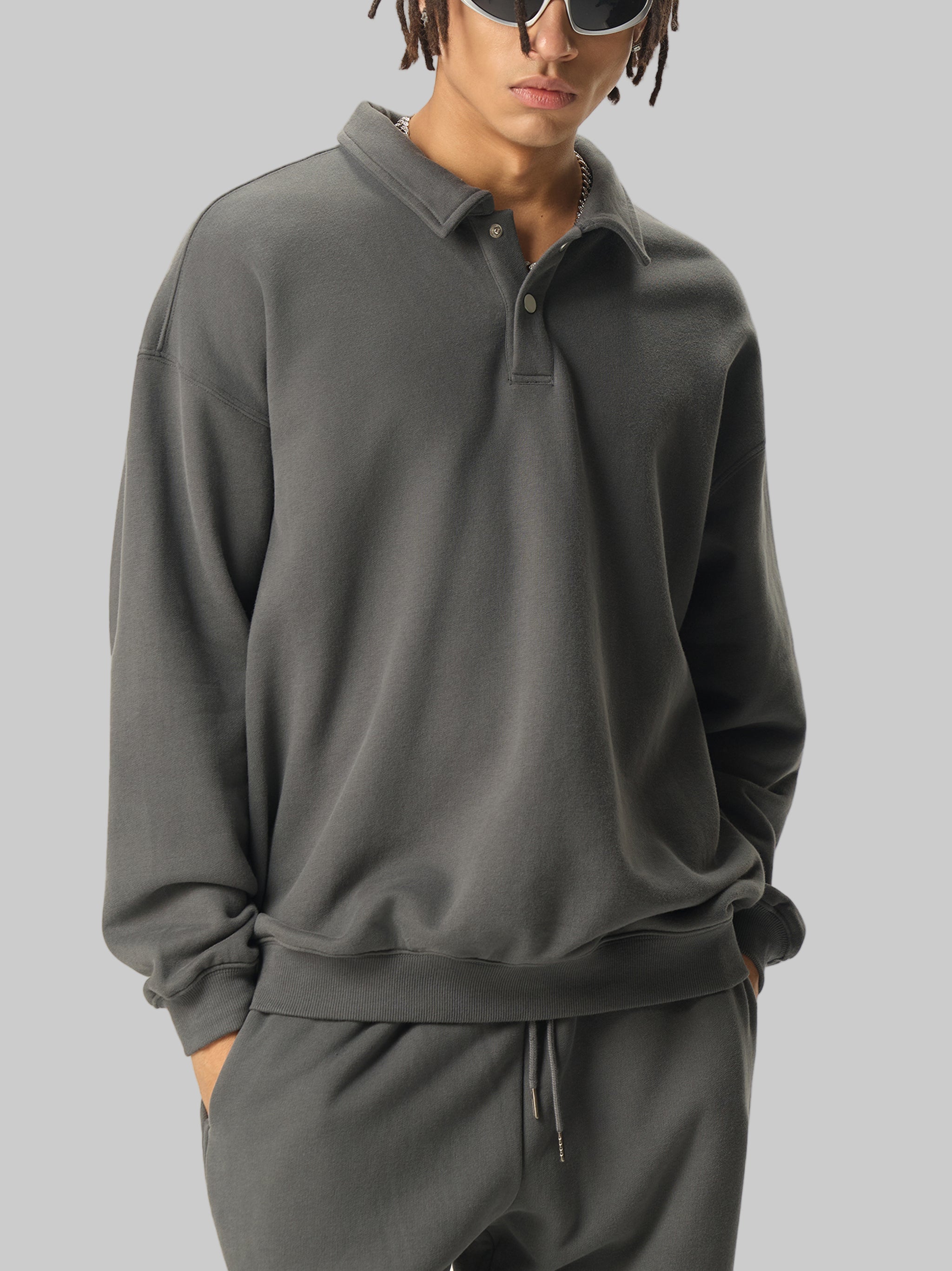 Sweat-shirt à col polo épais