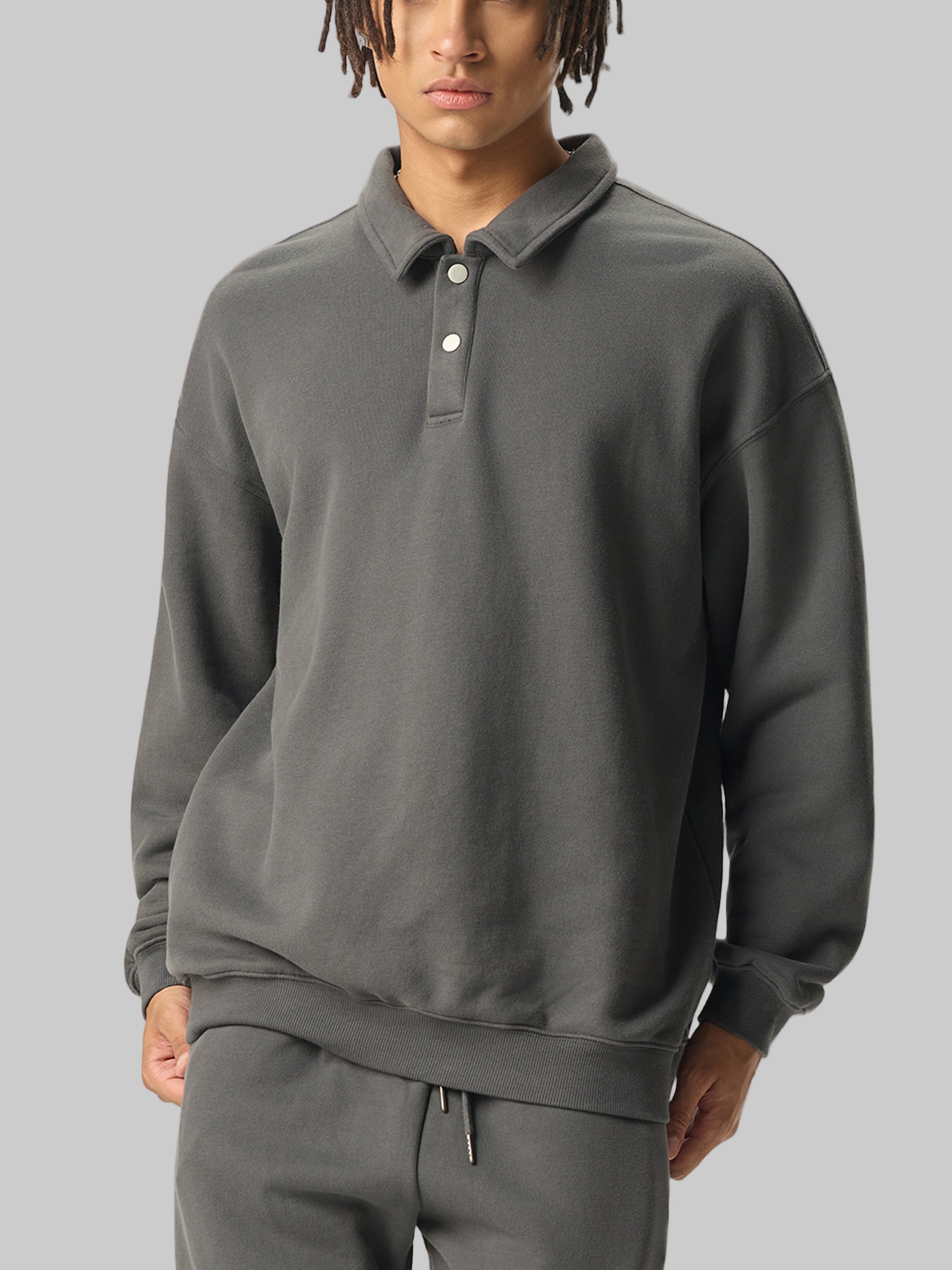 Sweat-shirt à col polo épais