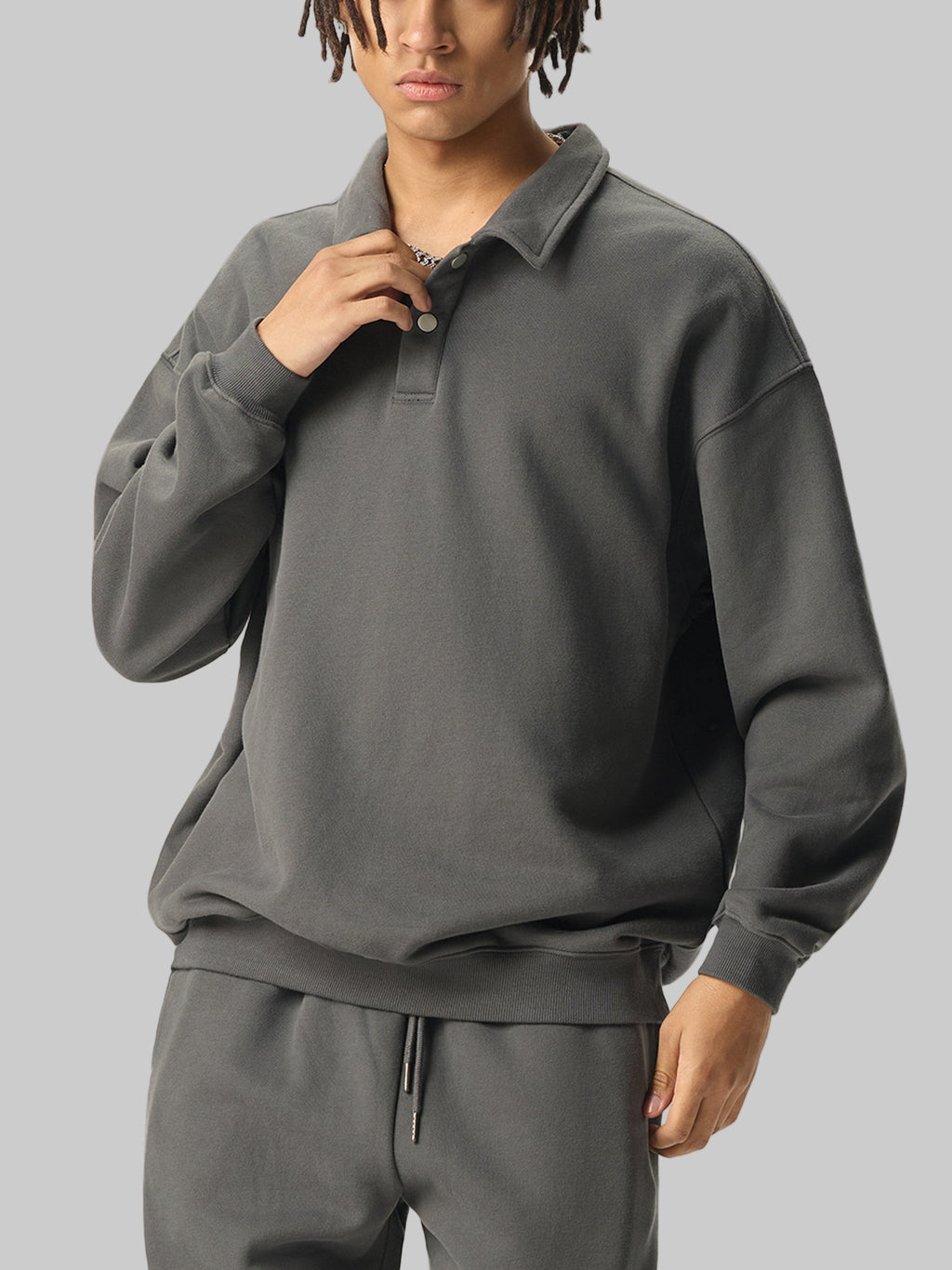 Sweat-shirt à col polo épais