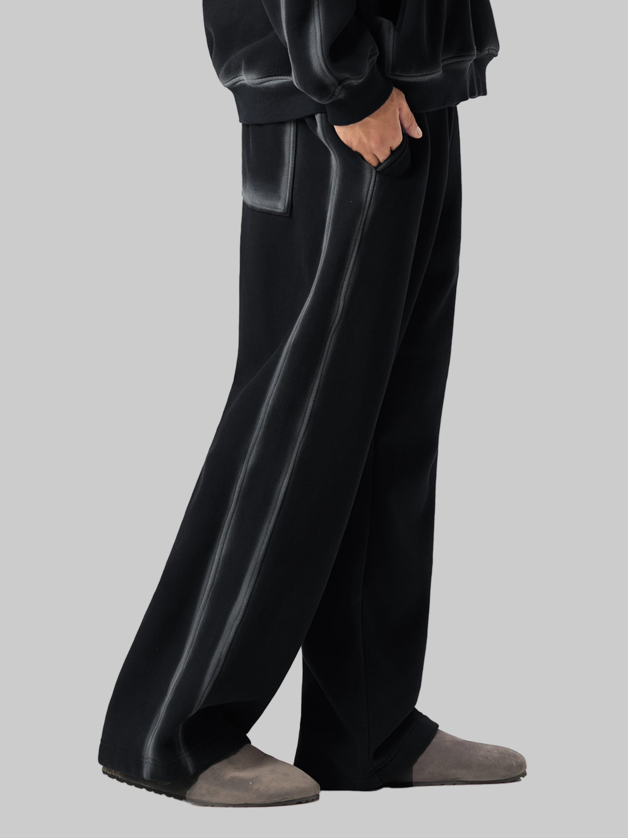 Pantalon de survêtement en polaire à bords délavés