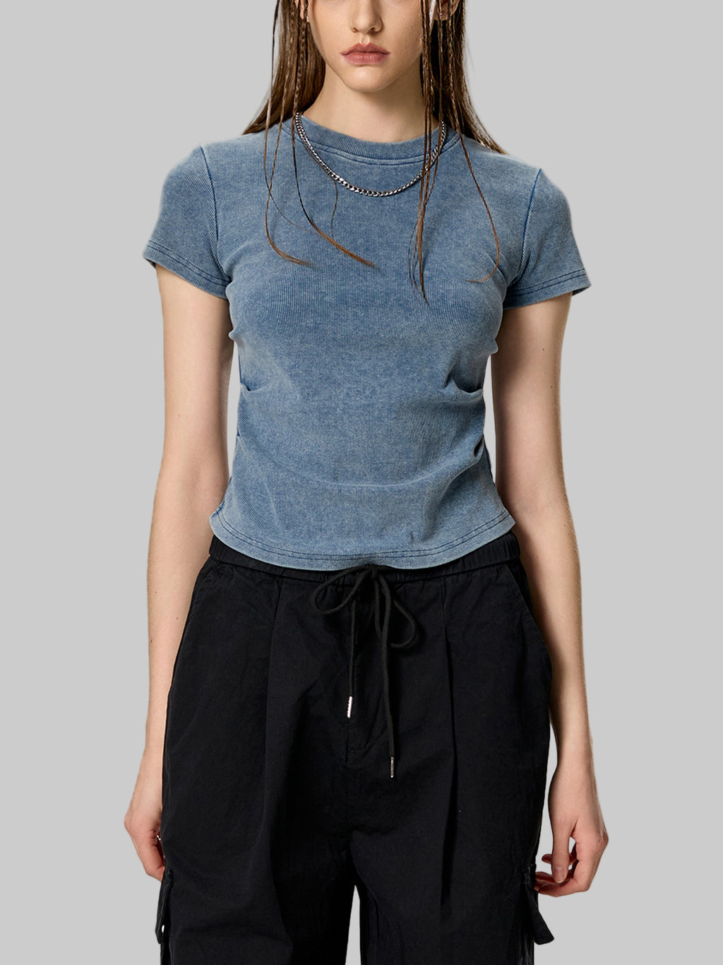 T-shirt moulant vintage en coton