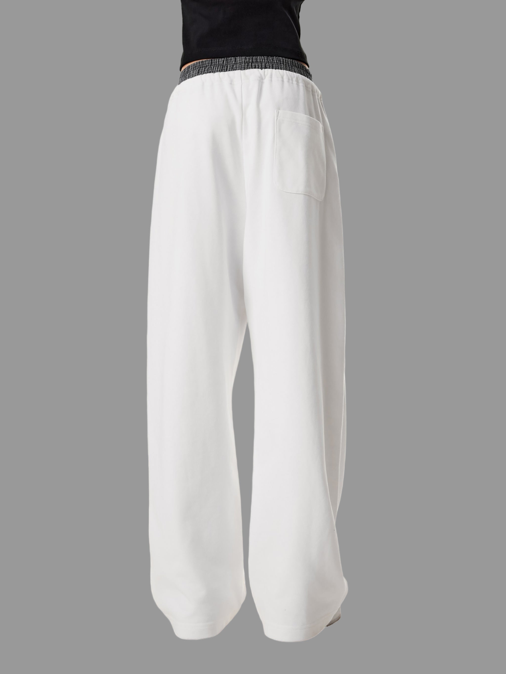 Pantalon à carreaux à taille contrastée