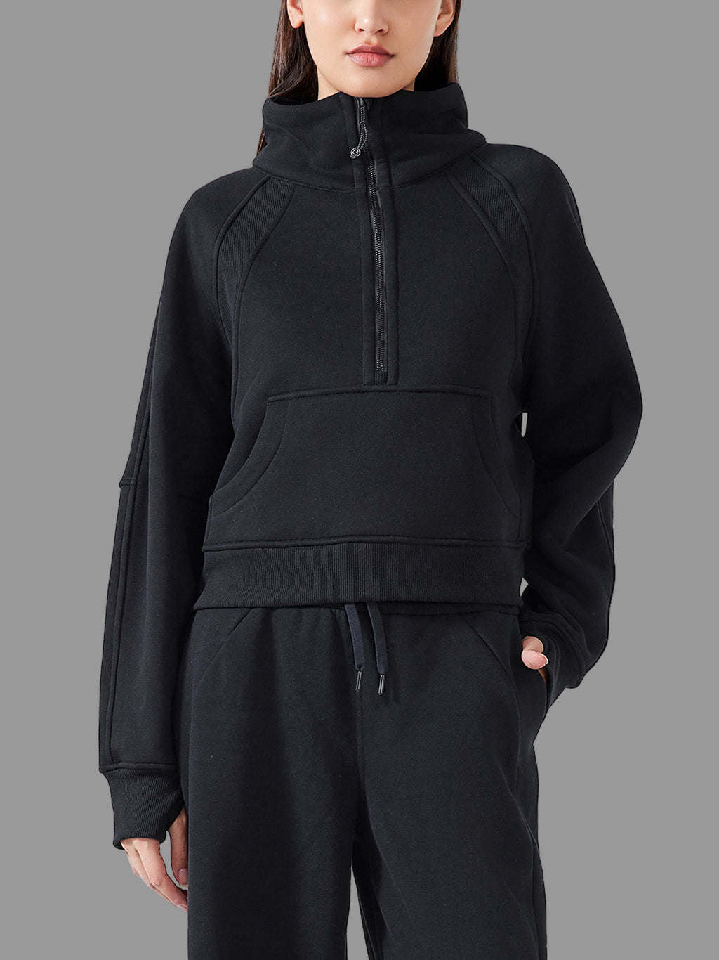 Sweat-shirt court à demi-zip