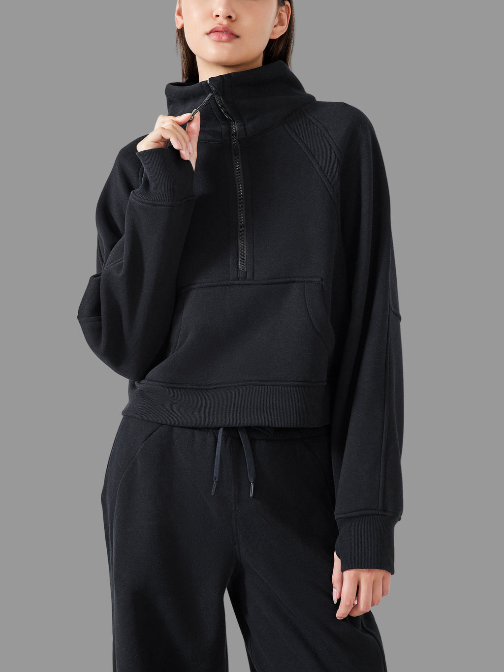 Sweat-shirt court à demi-zip