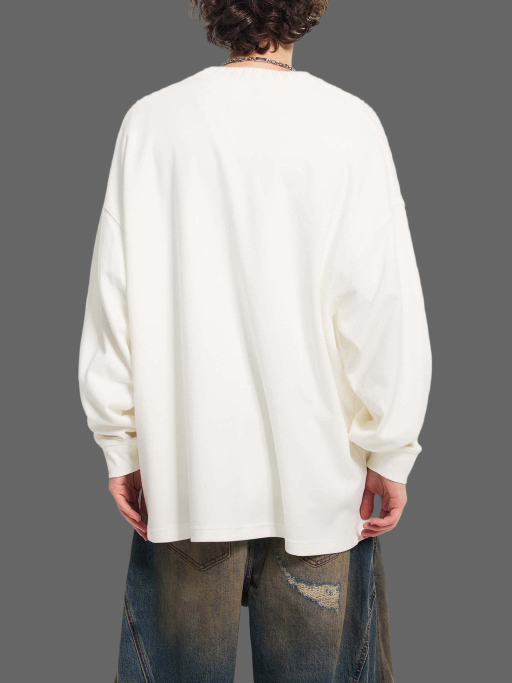 Sweat-shirt oversize à col rond en maille