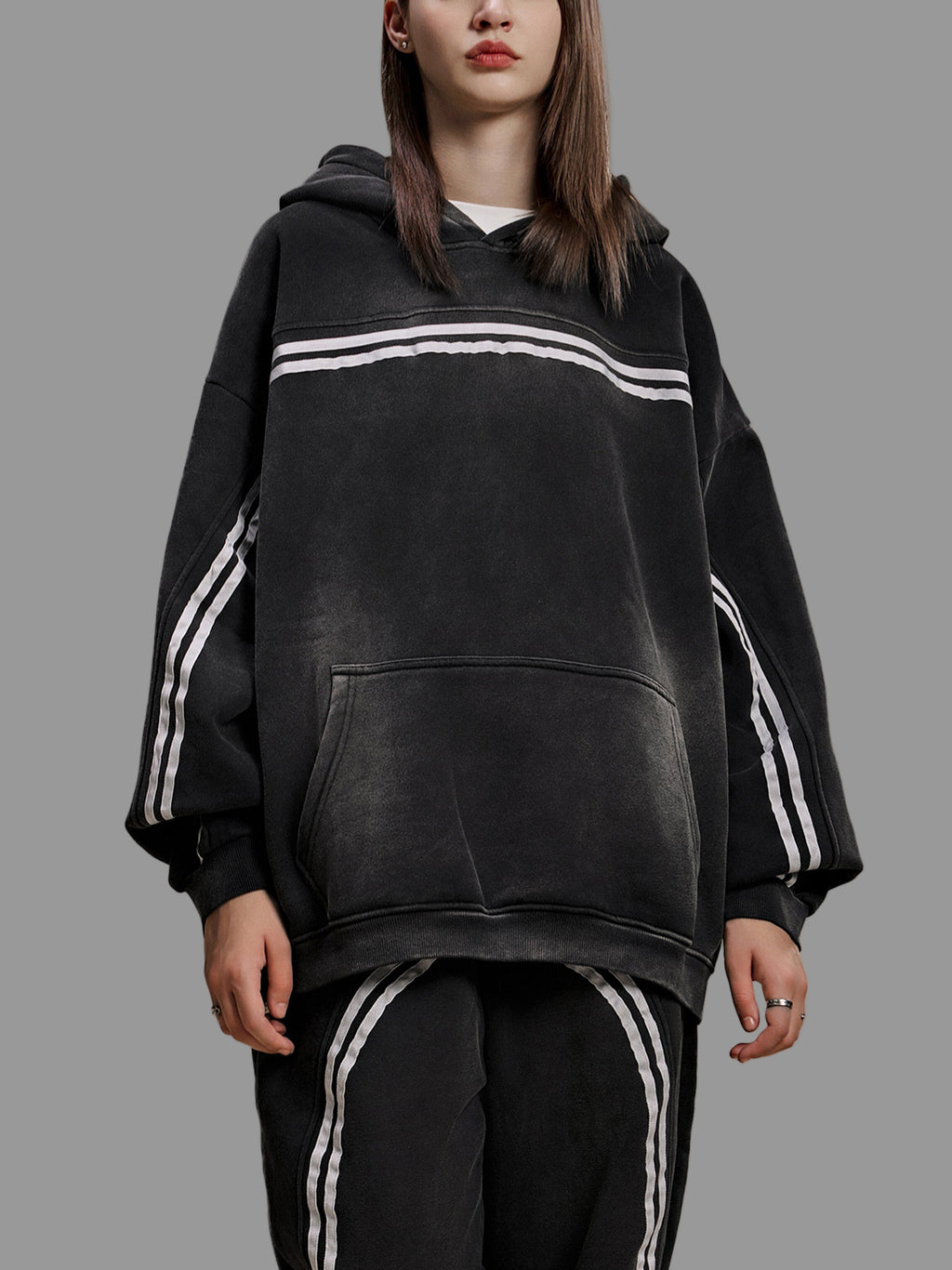 Hoodie en polaire à bandes contrastées Sun Fade