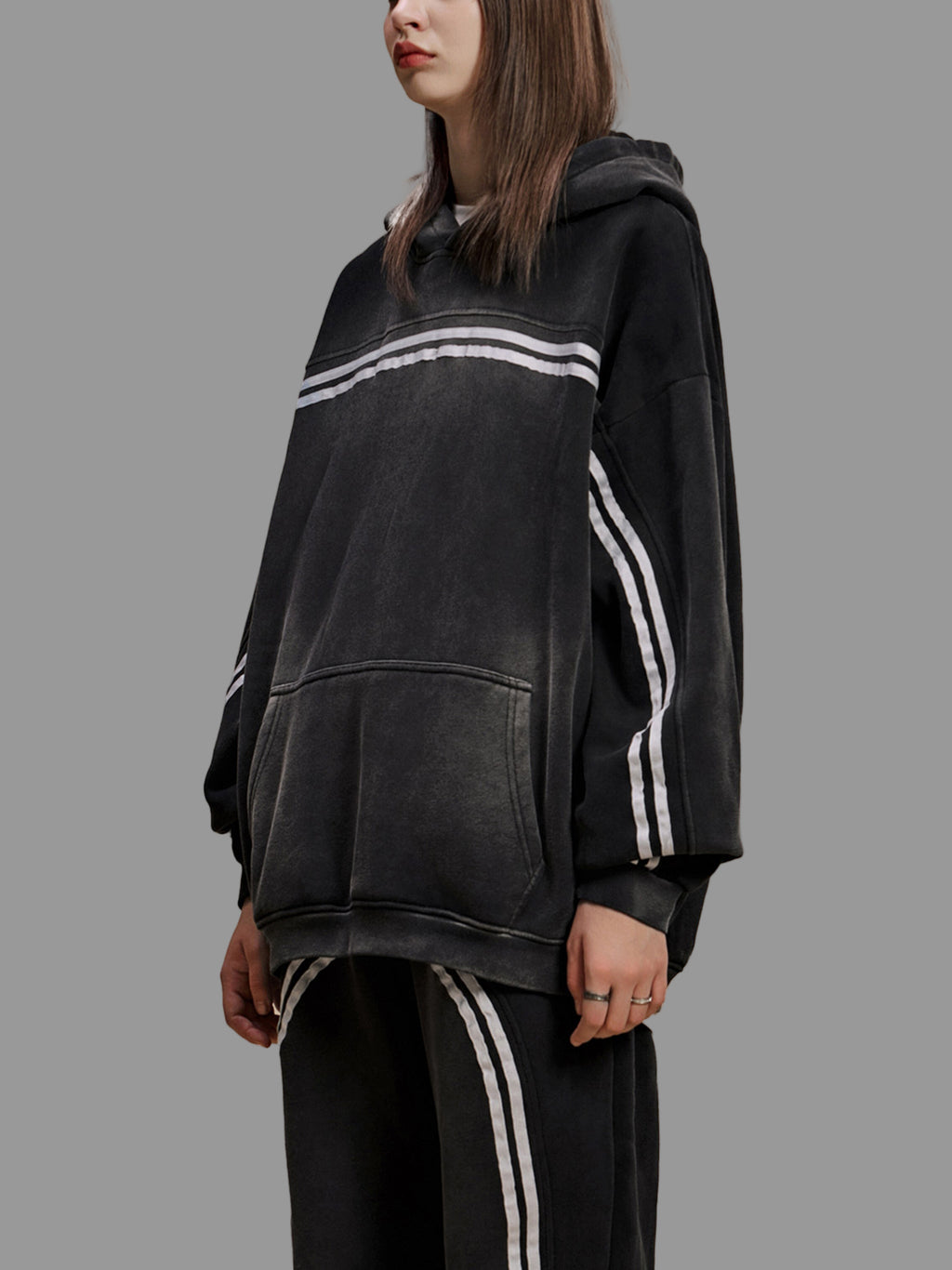 Hoodie en polaire à bandes contrastées Sun Fade