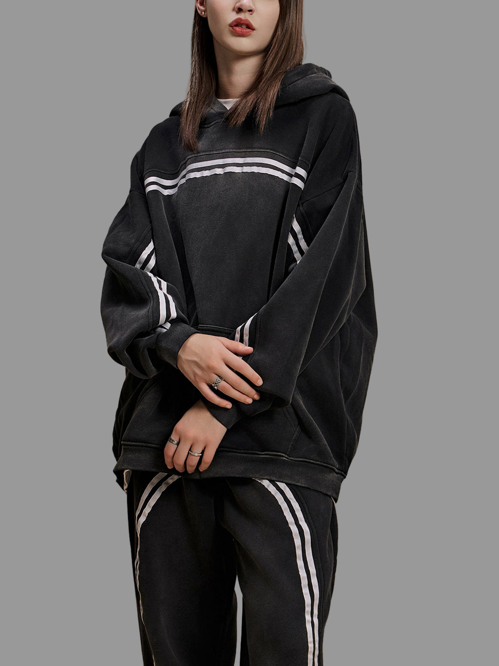 Hoodie en polaire à bandes contrastées Sun Fade