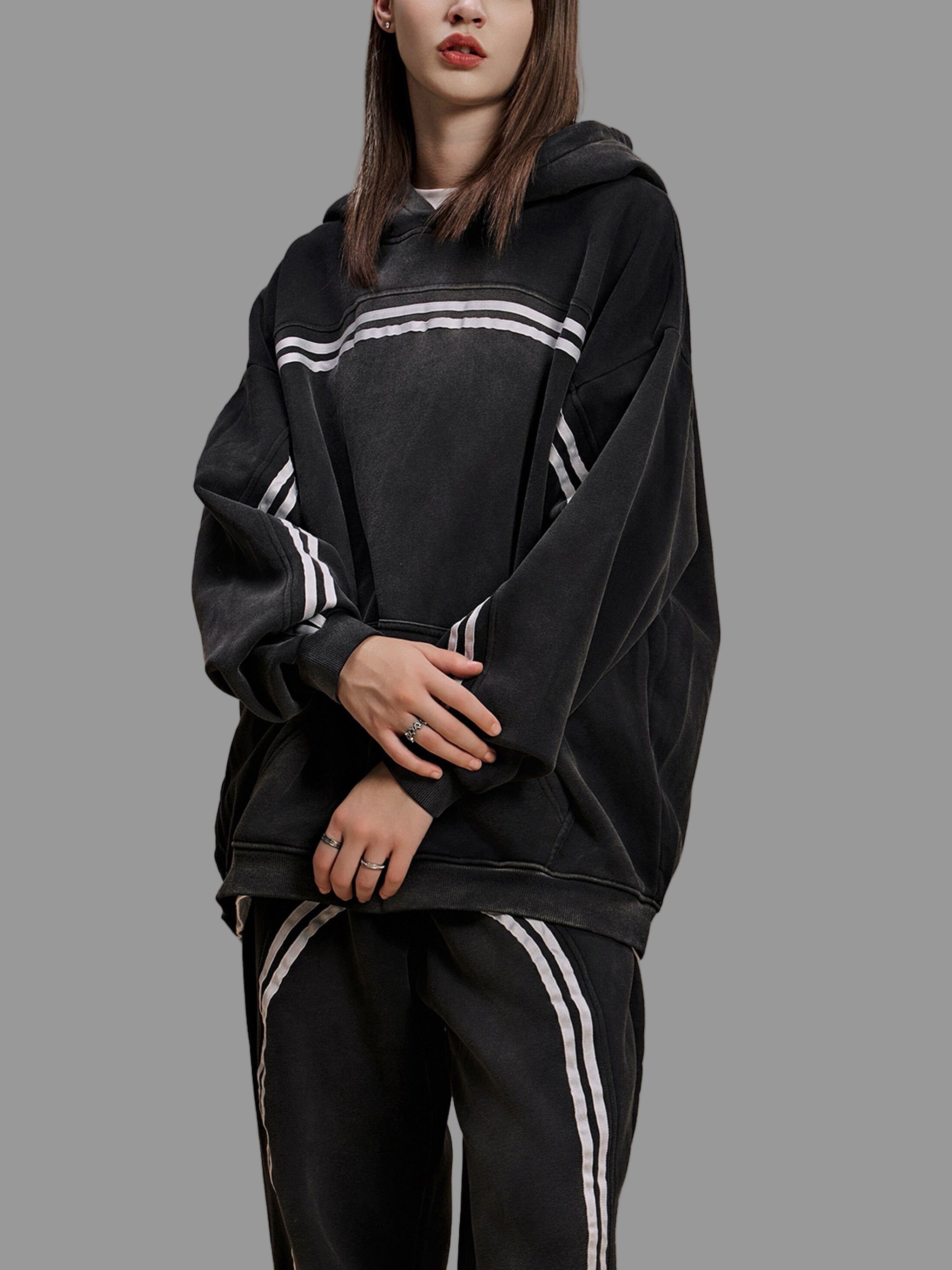 Hoodie en polaire à bandes contrastées Sun Fade