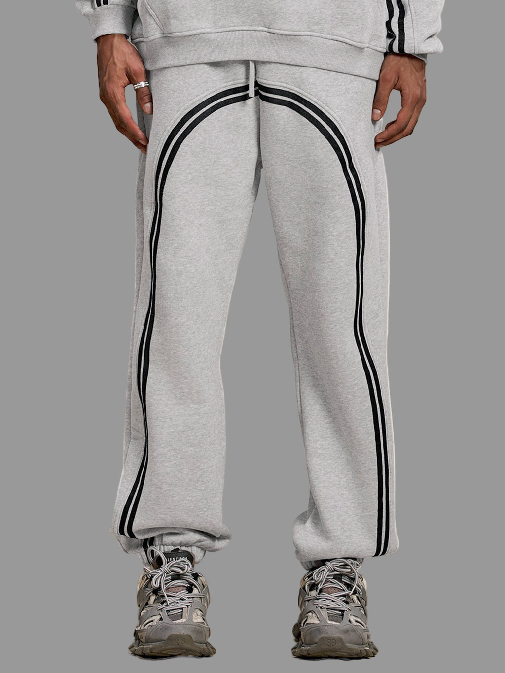 Pantalon jogging en polaire à bandes contrastées