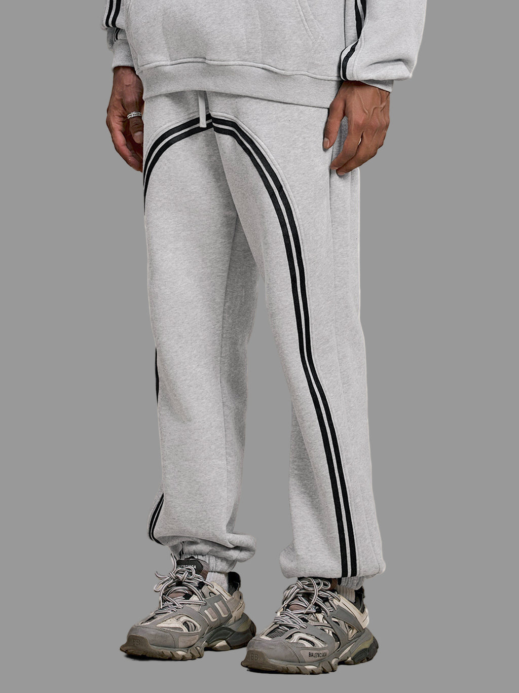 Pantalon jogging en polaire à bandes contrastées