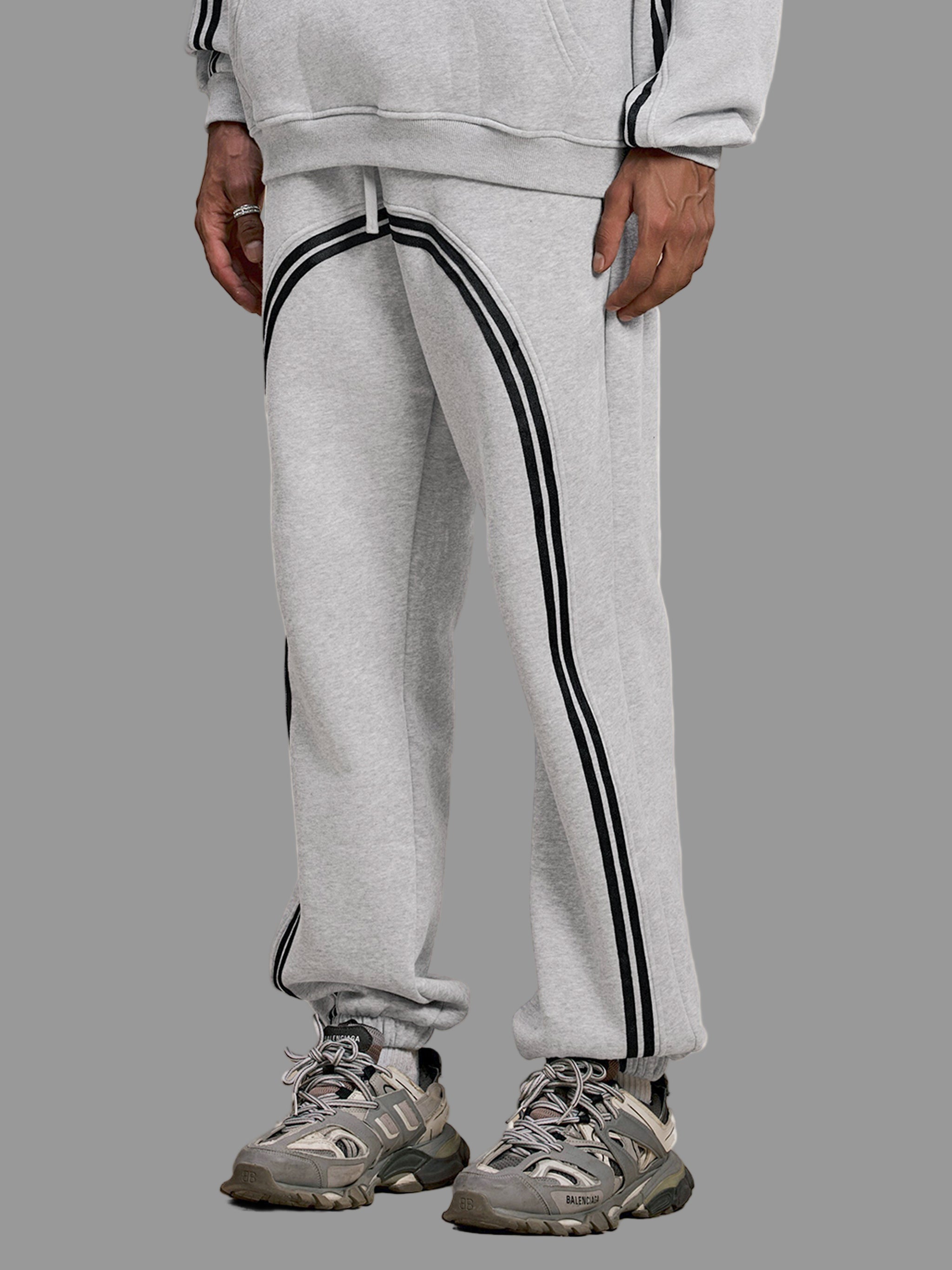 Pantalon jogging en polaire à bandes contrastées