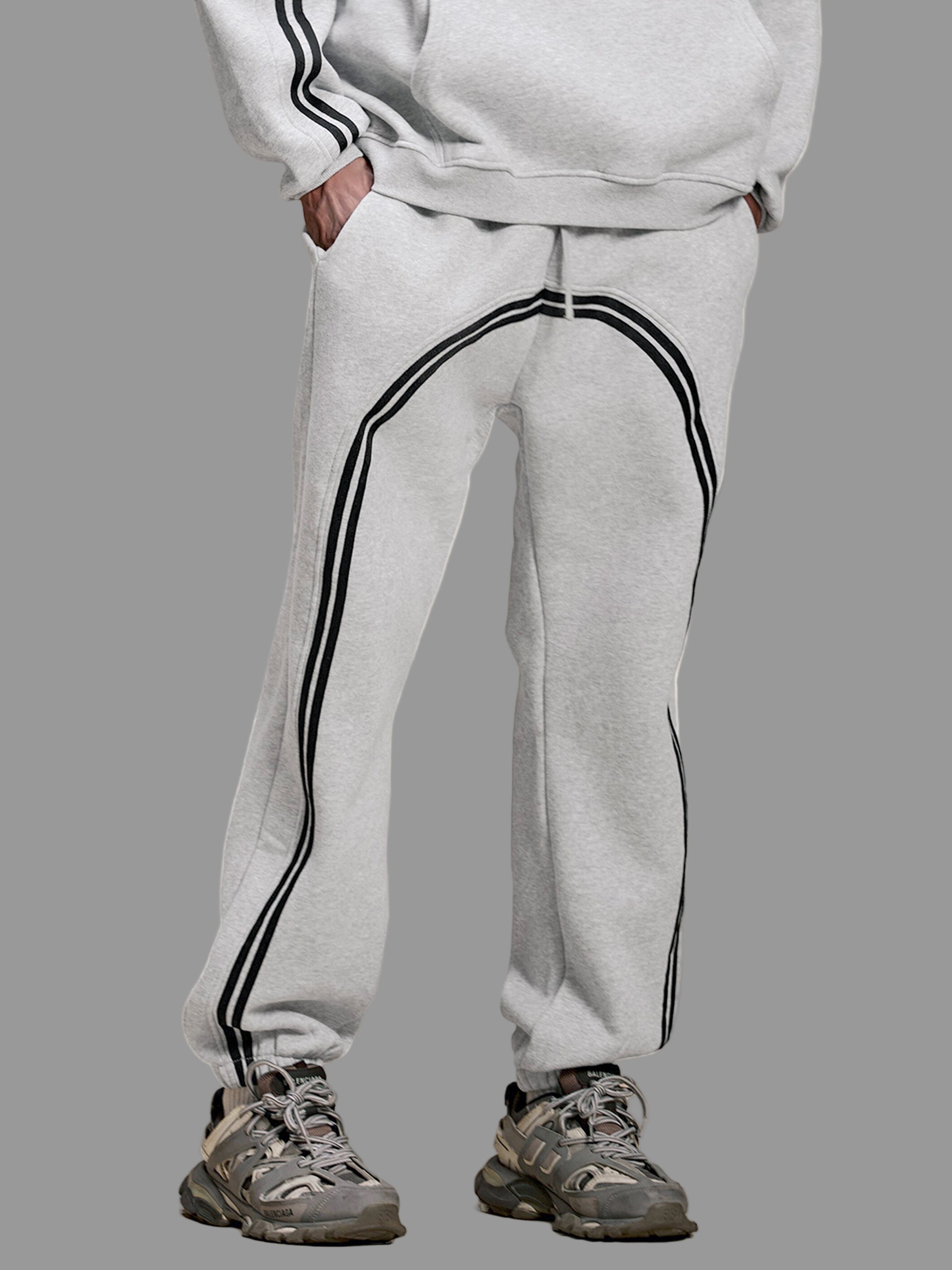 Pantalon jogging en polaire à bandes contrastées