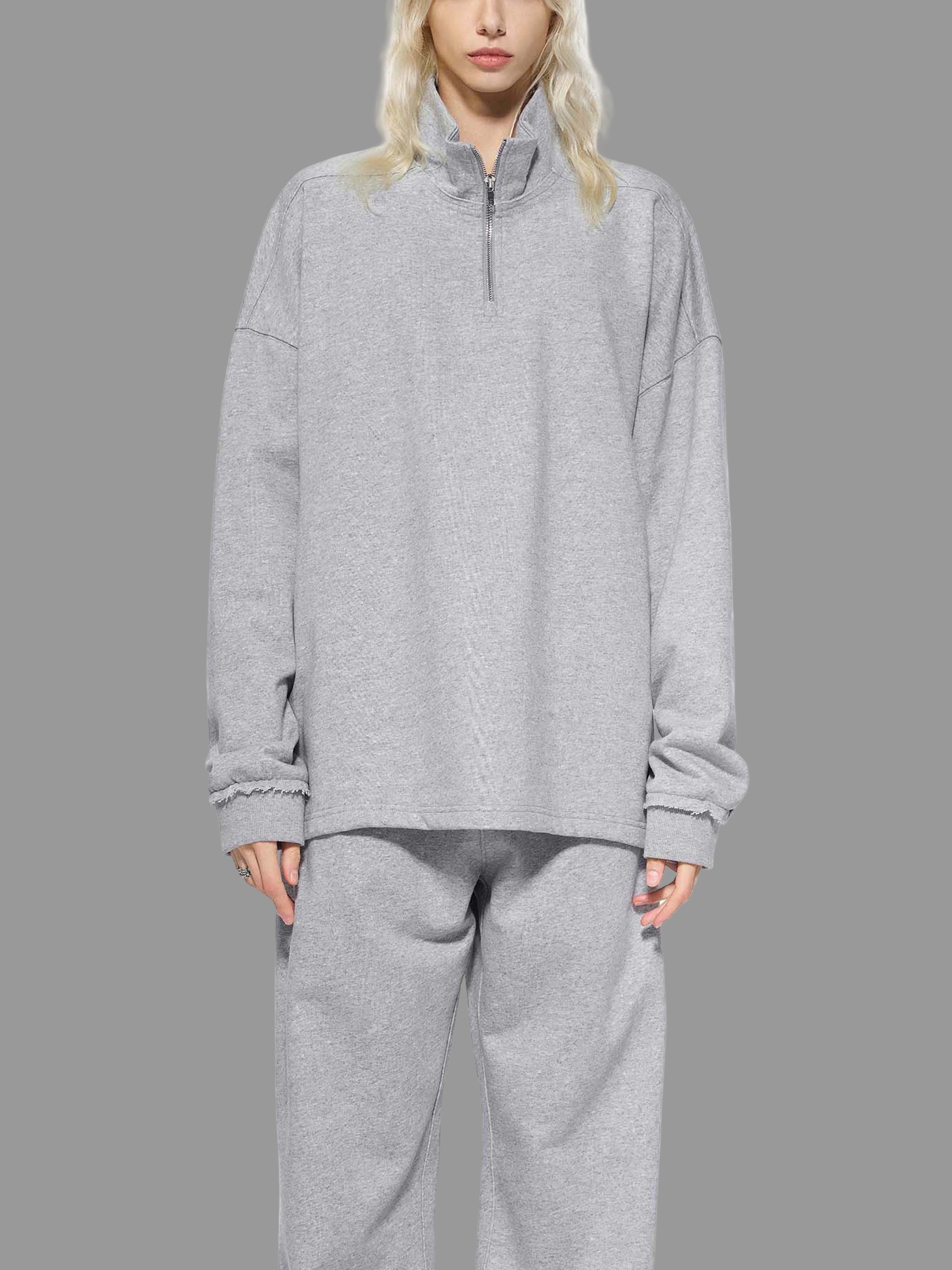 Sweat-shirt polaire à demi-zip bords roulés