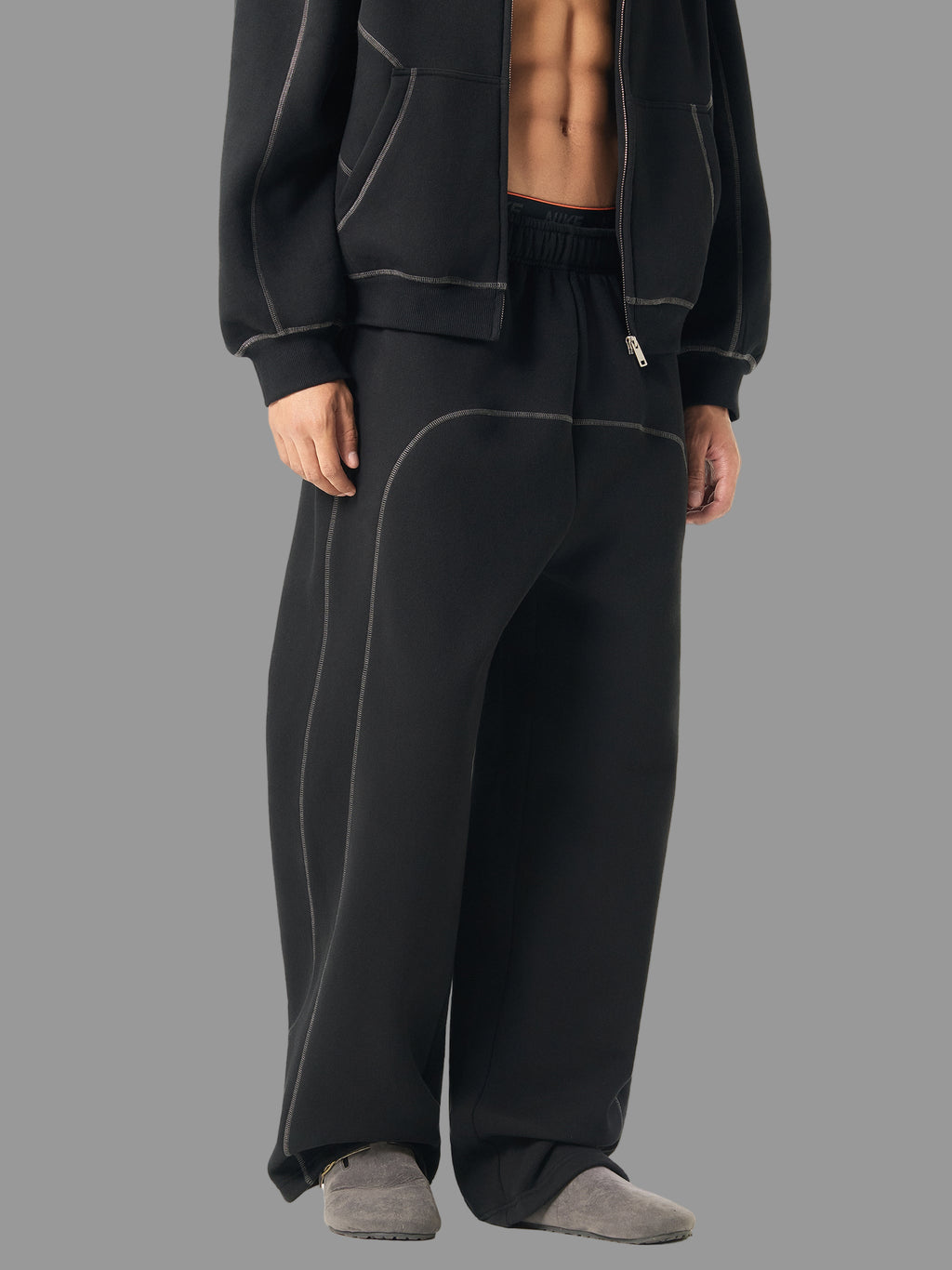 Pantalon de survêtement en polaire à surpiqûres