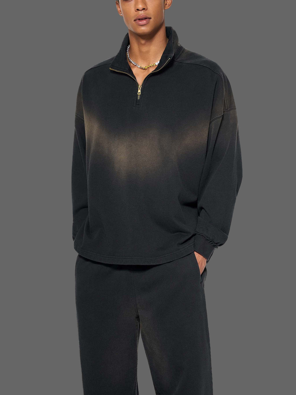 Sweat-shirt à col zippé