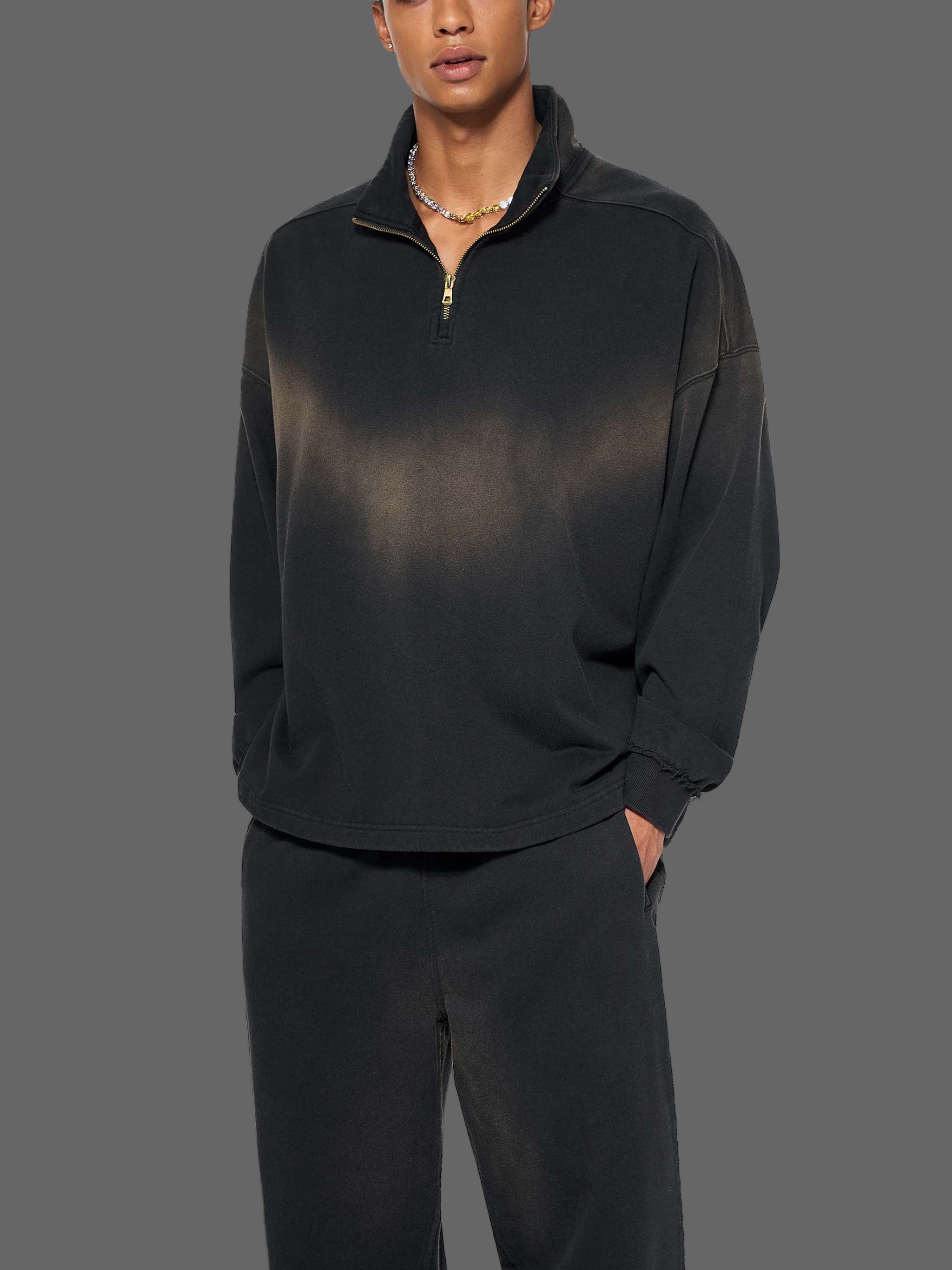 Sweat-shirt à col zippé