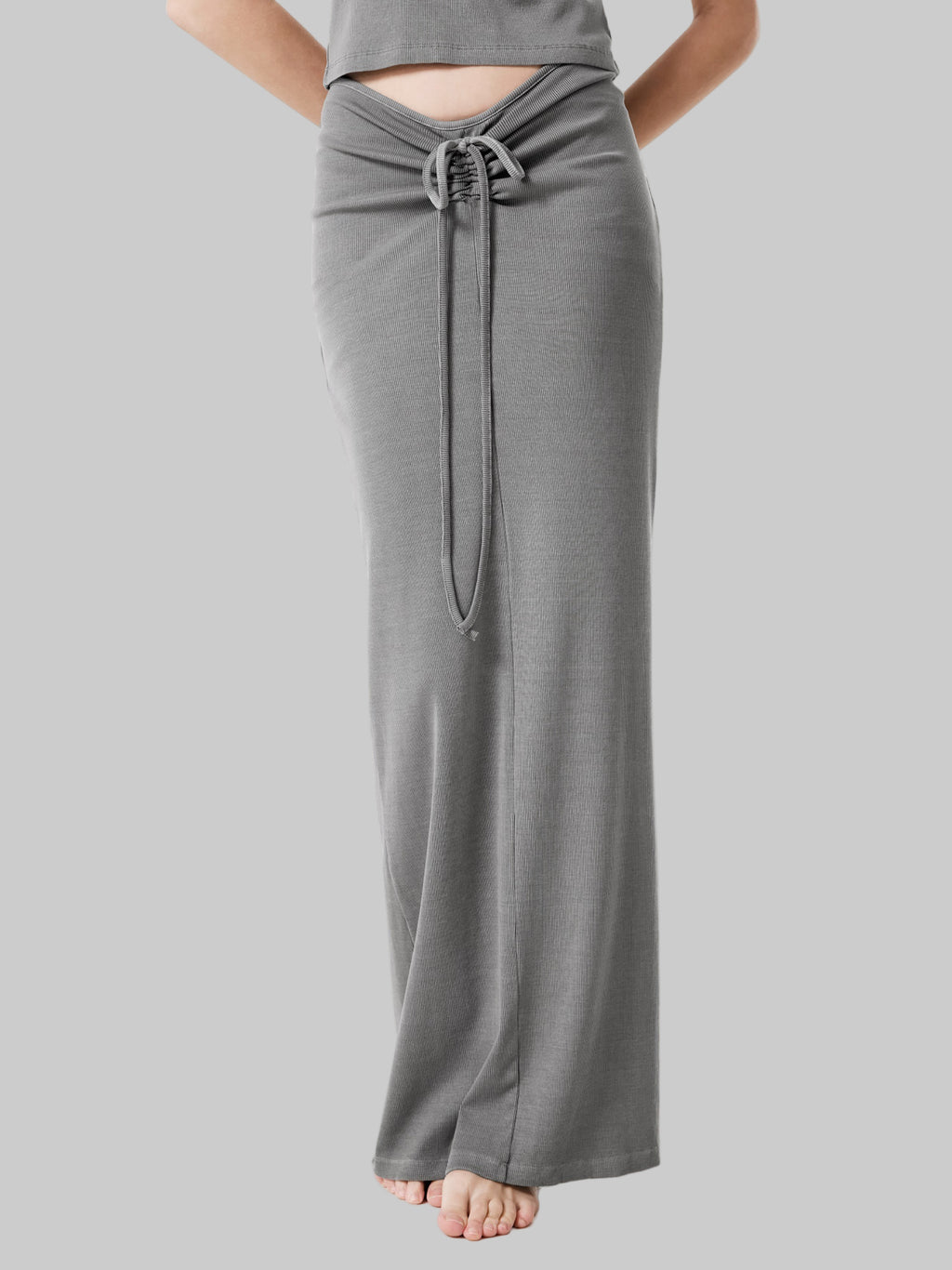 Jupe maxi délavée et teinte à cordon